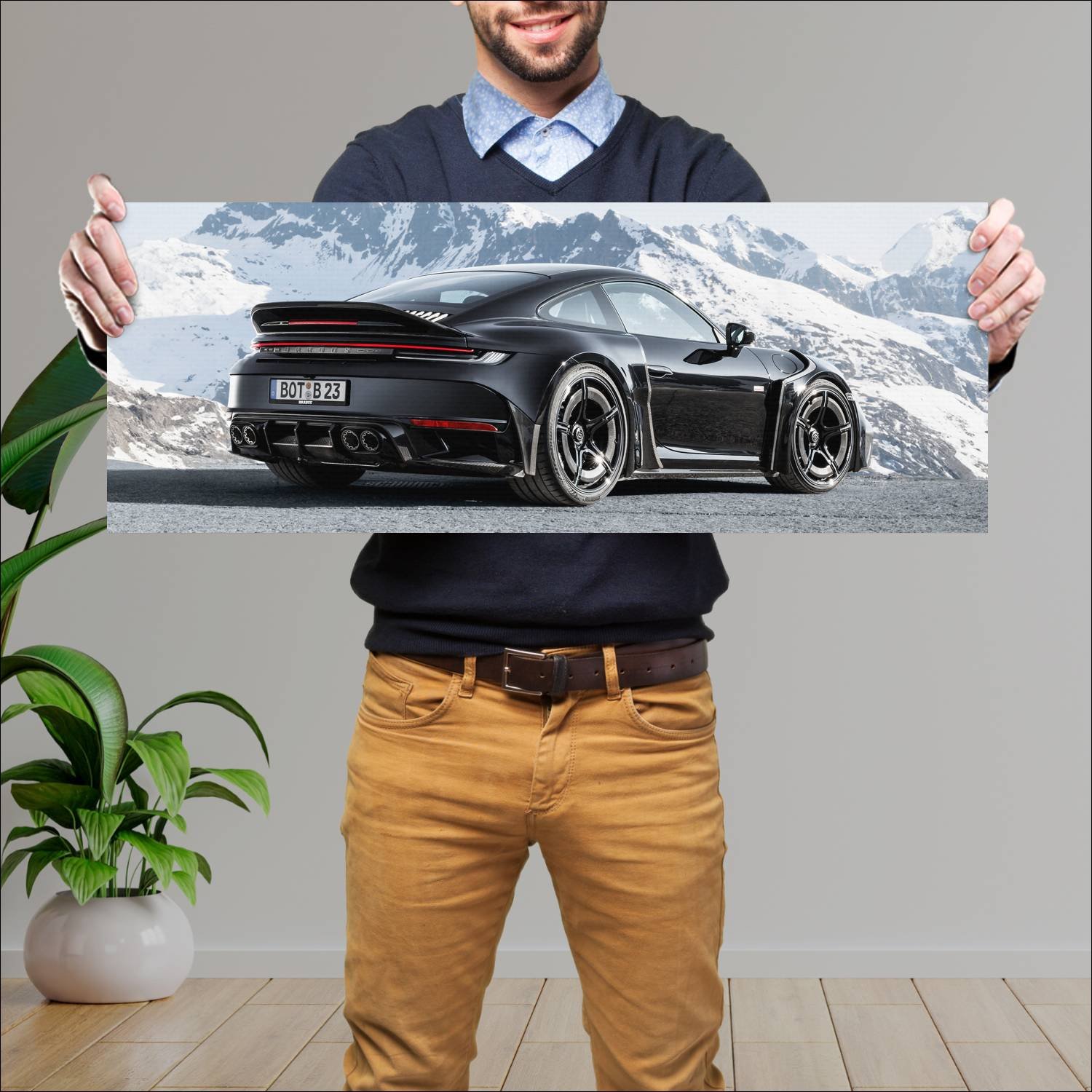 Cuadro grande 30x80cm 2023 brabus 900 rocket r 1 o 597 Porsche