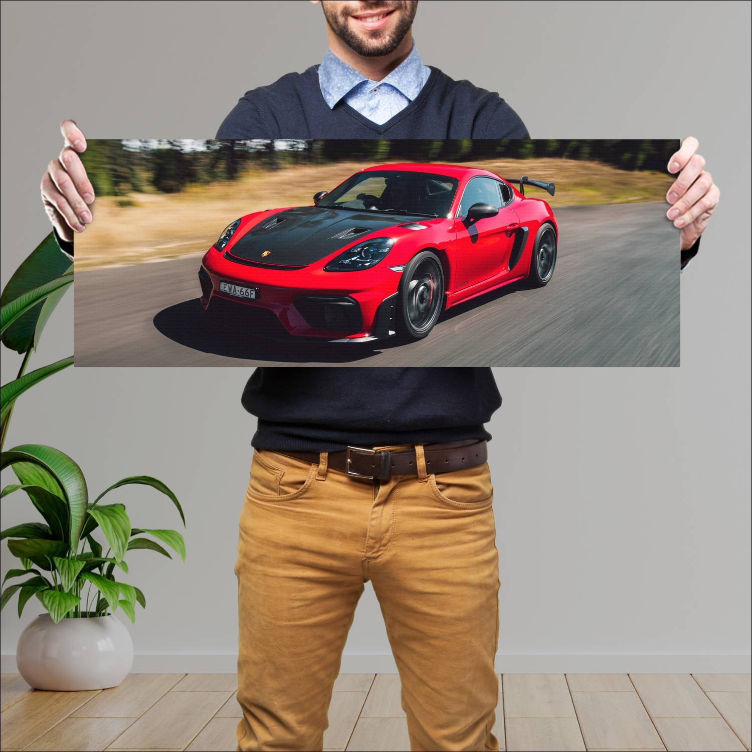 Cuadro grande 30x80cm 2023 porsche 718 cayman gt4 602 Porsche