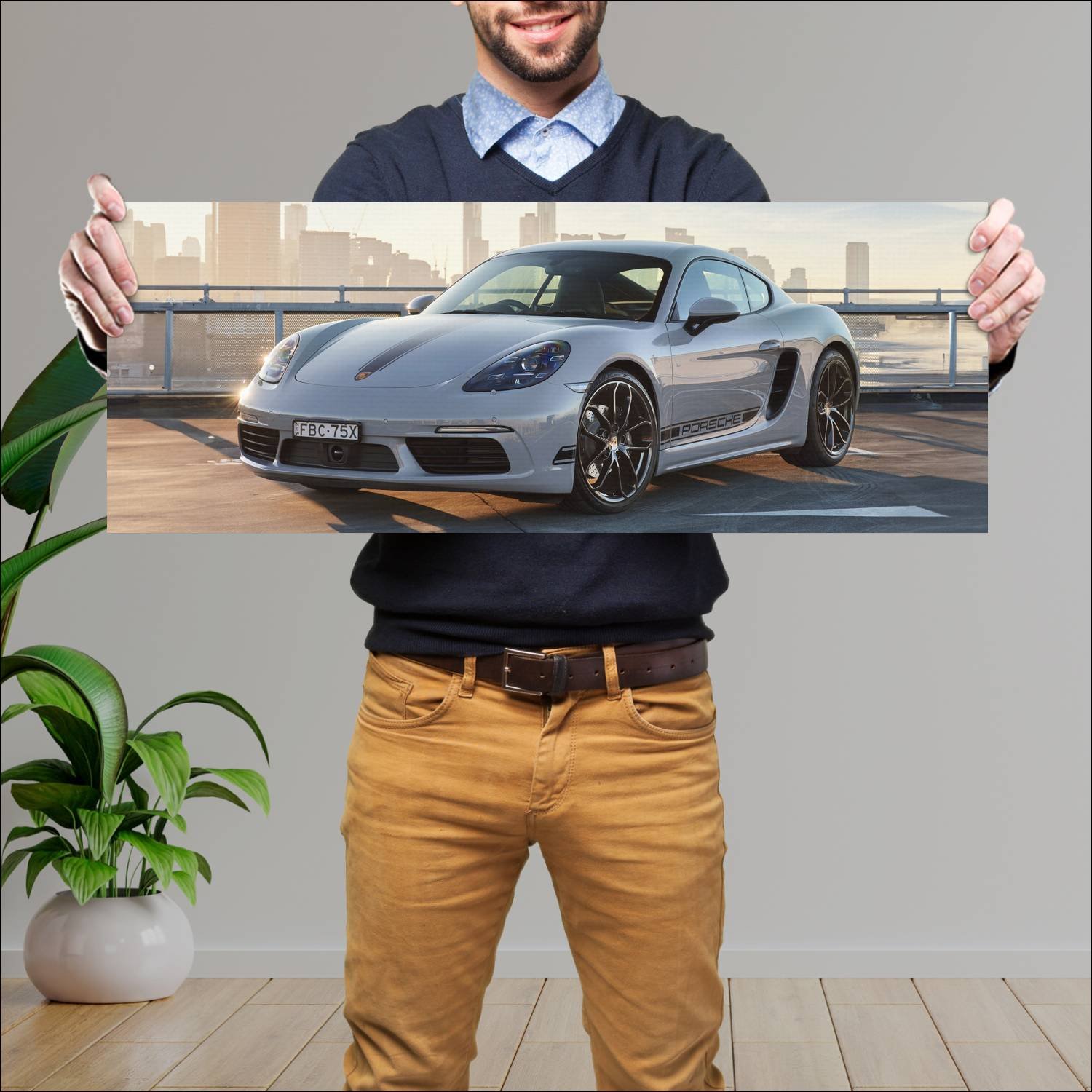 Cuadro grande 30x80cm 2023 porsche 718 cayman styl 603 Porsche