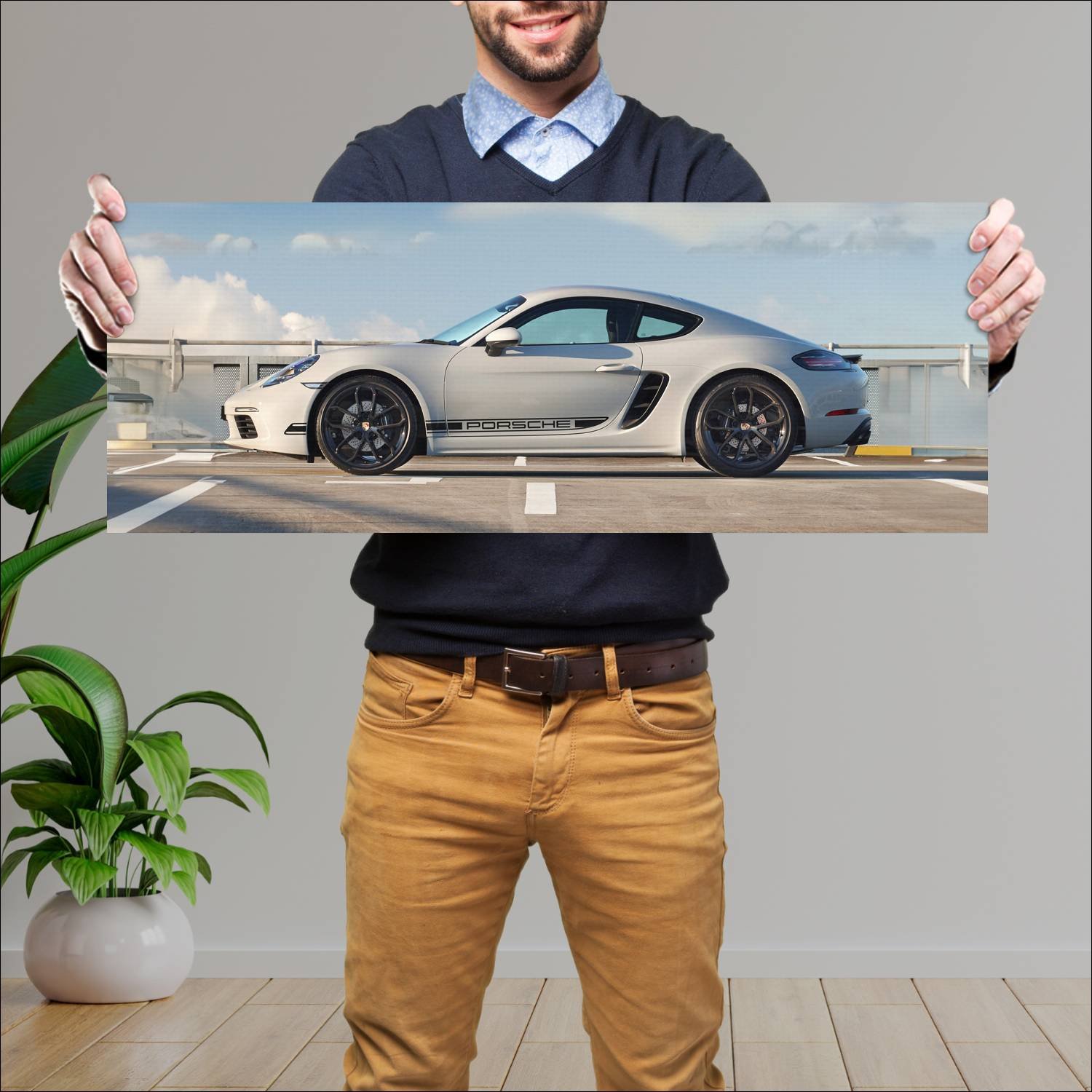 Cuadro grande 30x80cm 2023 porsche 718 cayman styl 604 Porsche