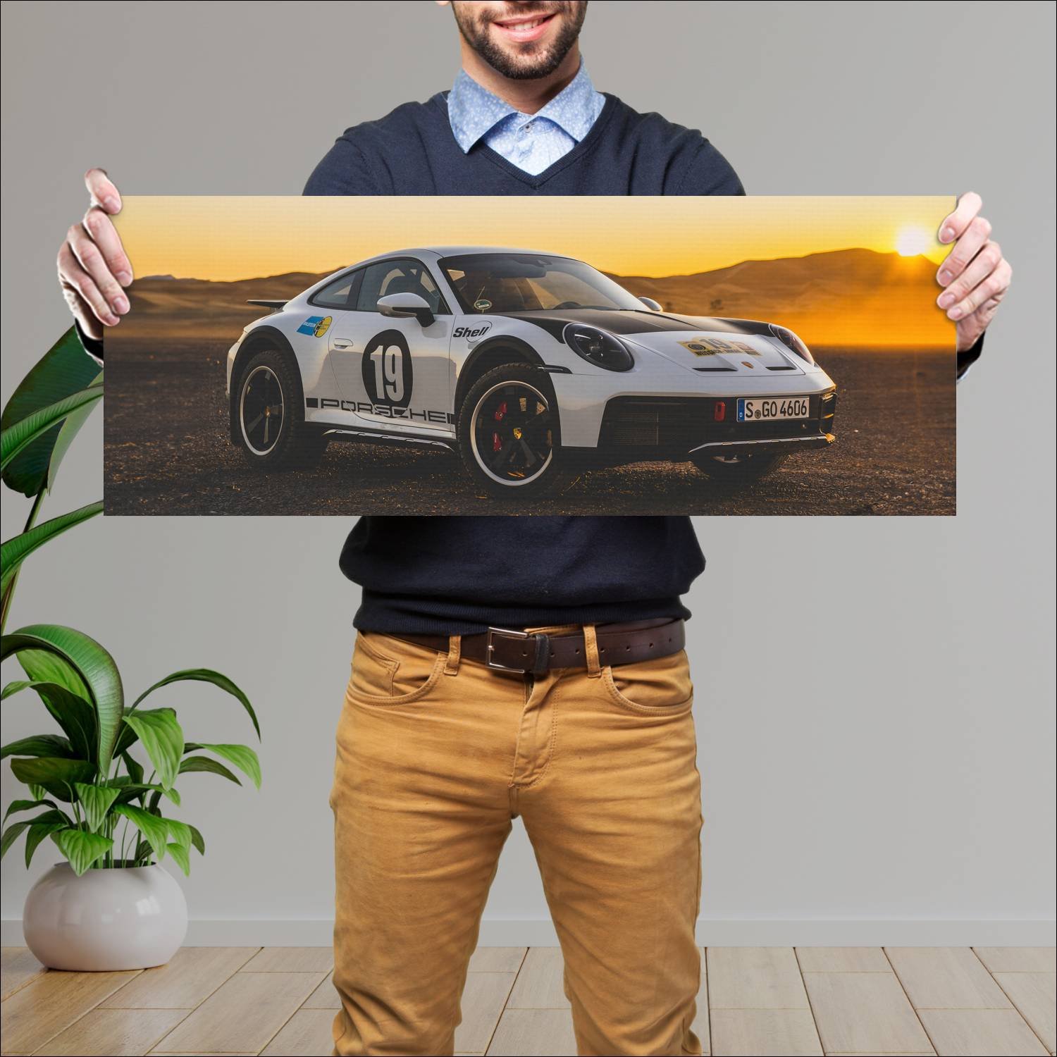 Cuadro grande 30x80cm 2023 porsche 911 dakar rally 613 Porsche