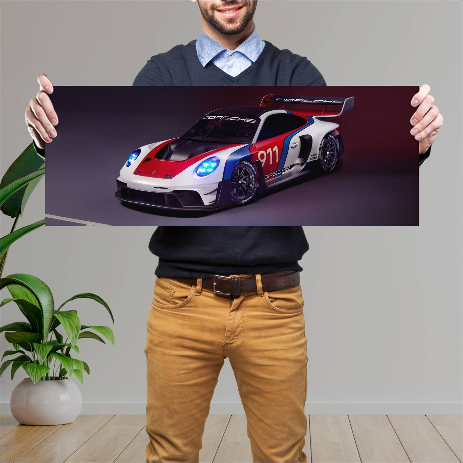 Cuadro grande 30x80cm 2023 porsche 911 gt3 r renns 619 Porsche