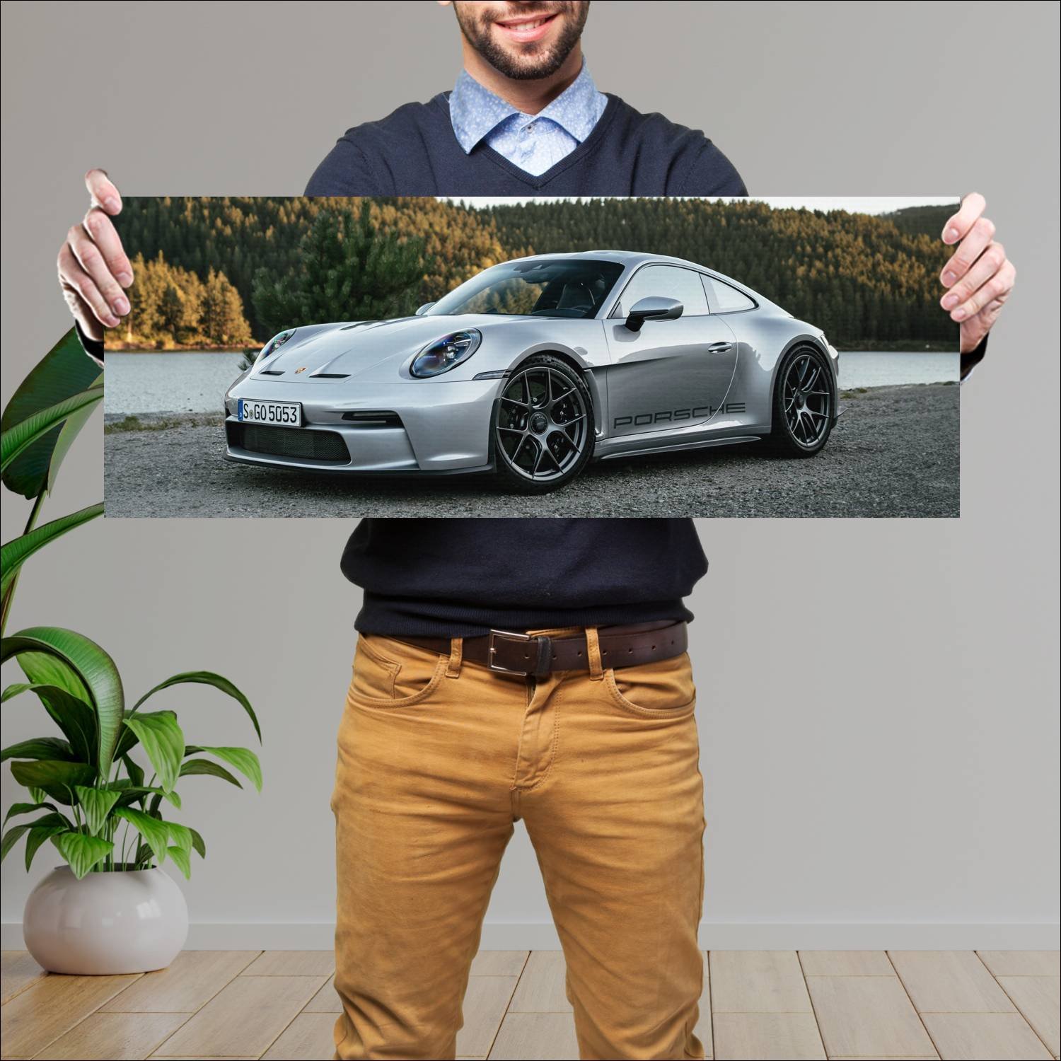 Cuadro grande 30x80cm 2023 porsche 911 s t auto 624 Porsche