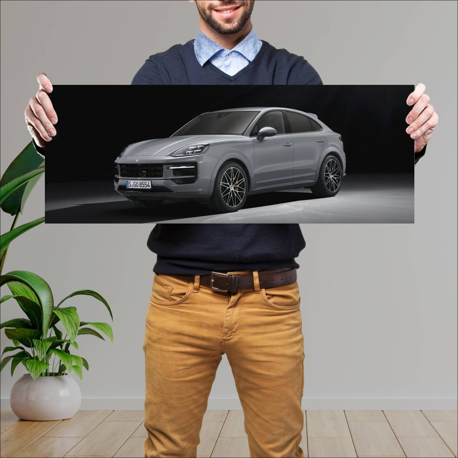 Cuadro grande 30x80cm 2023 porsche cayenne s coupe 643 Porsche