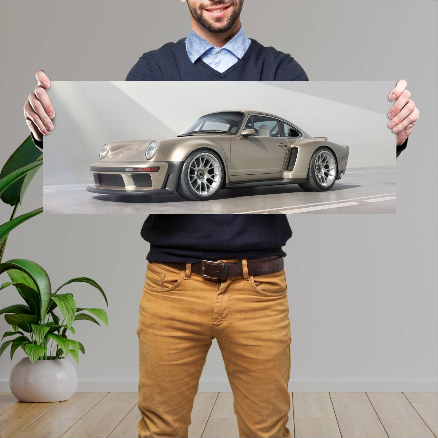 Cuadro grande 30x80cm 2023 singer dls turbo auto 658 Porsche