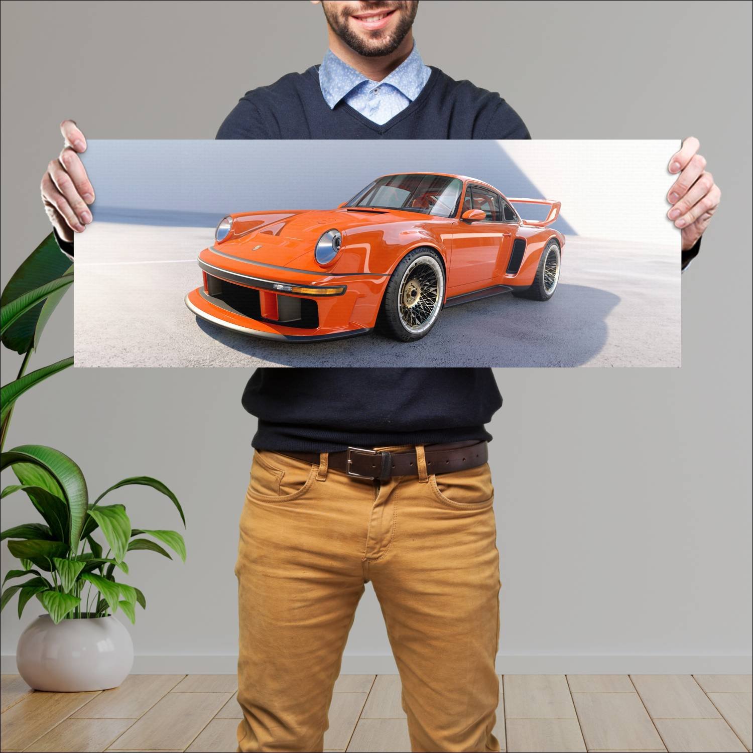 Cuadro grande 30x80cm 2023 singer dls turbo track 659 Porsche