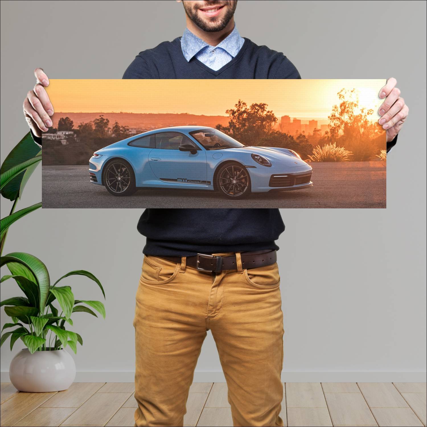 Cuadro grande 30x80cm 2023 Porsche 911 Carrera T 005 Porsche