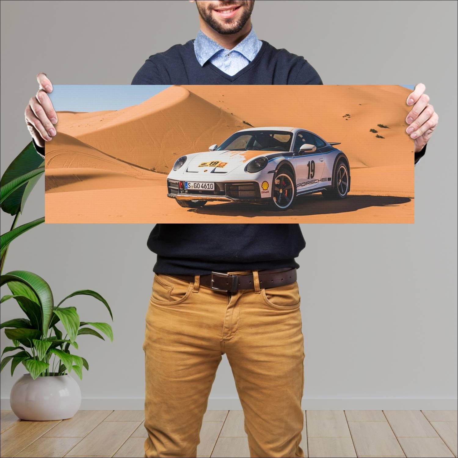 Cuadro grande 30x80cm 2023 Porsche 911 Dakar 014 Porsche