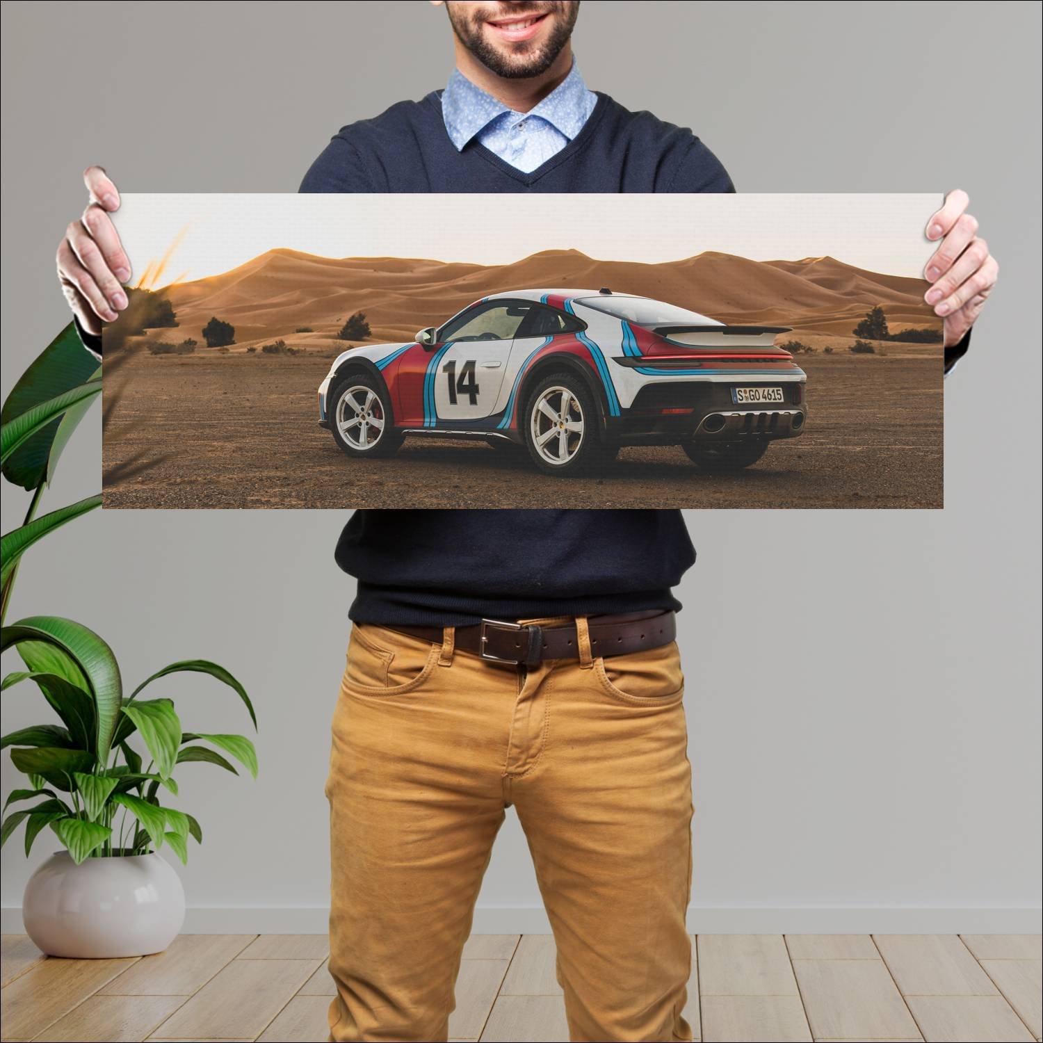Cuadro grande 30x80cm 2023 Porsche 911 Dakar 015 Porsche