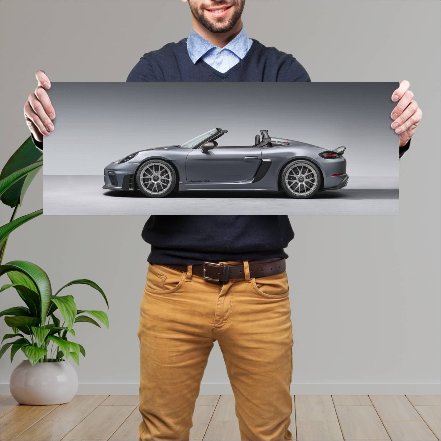 Cuadro grande 30x80cm 2024 Porsche 718 Spyder RS 004 Porsche