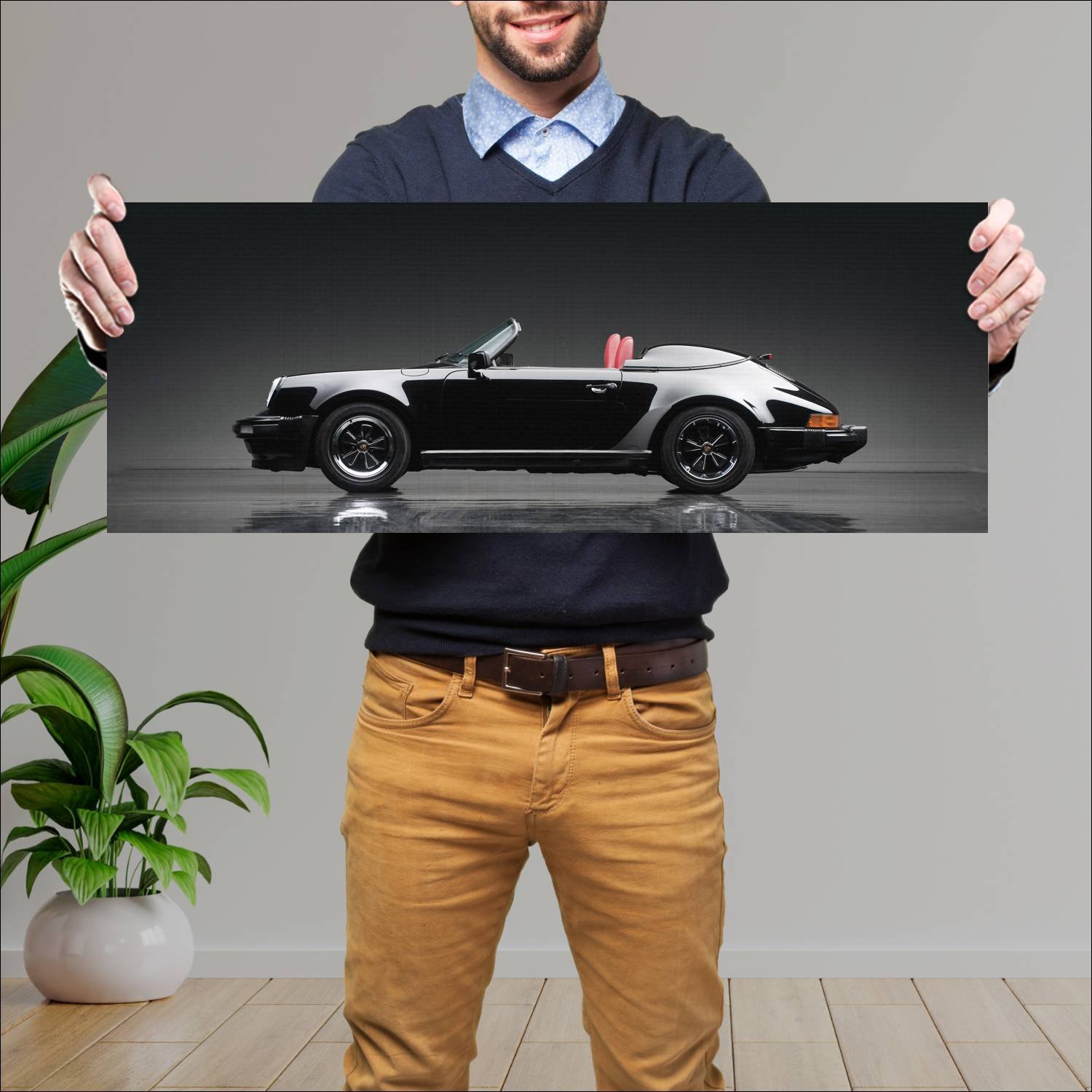 Cuadro grande 30x80cm 1989 Porsche 911 Speedster 007 Porsche