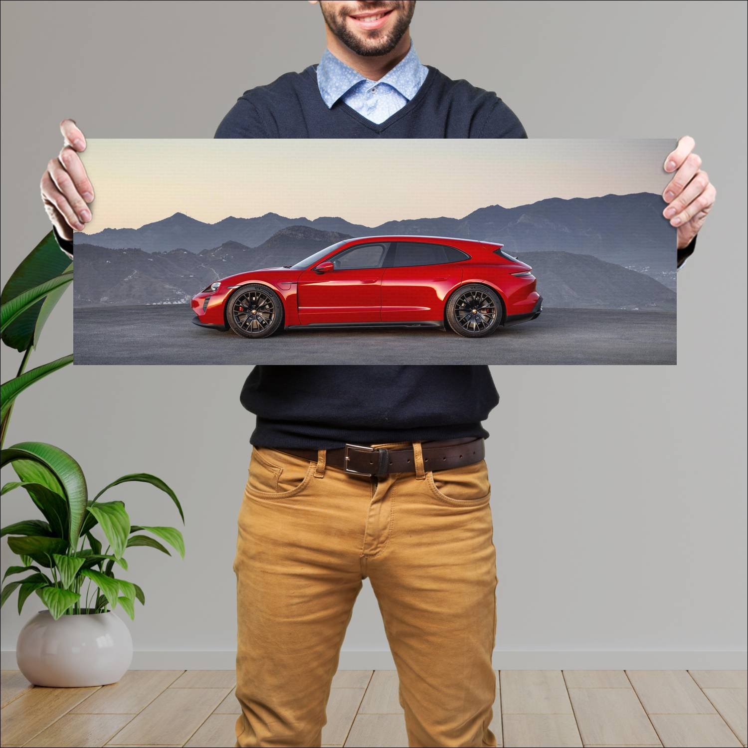 Cuadro grande 30x80cm 2022 Porsche Taycan GTS 007 Porsche