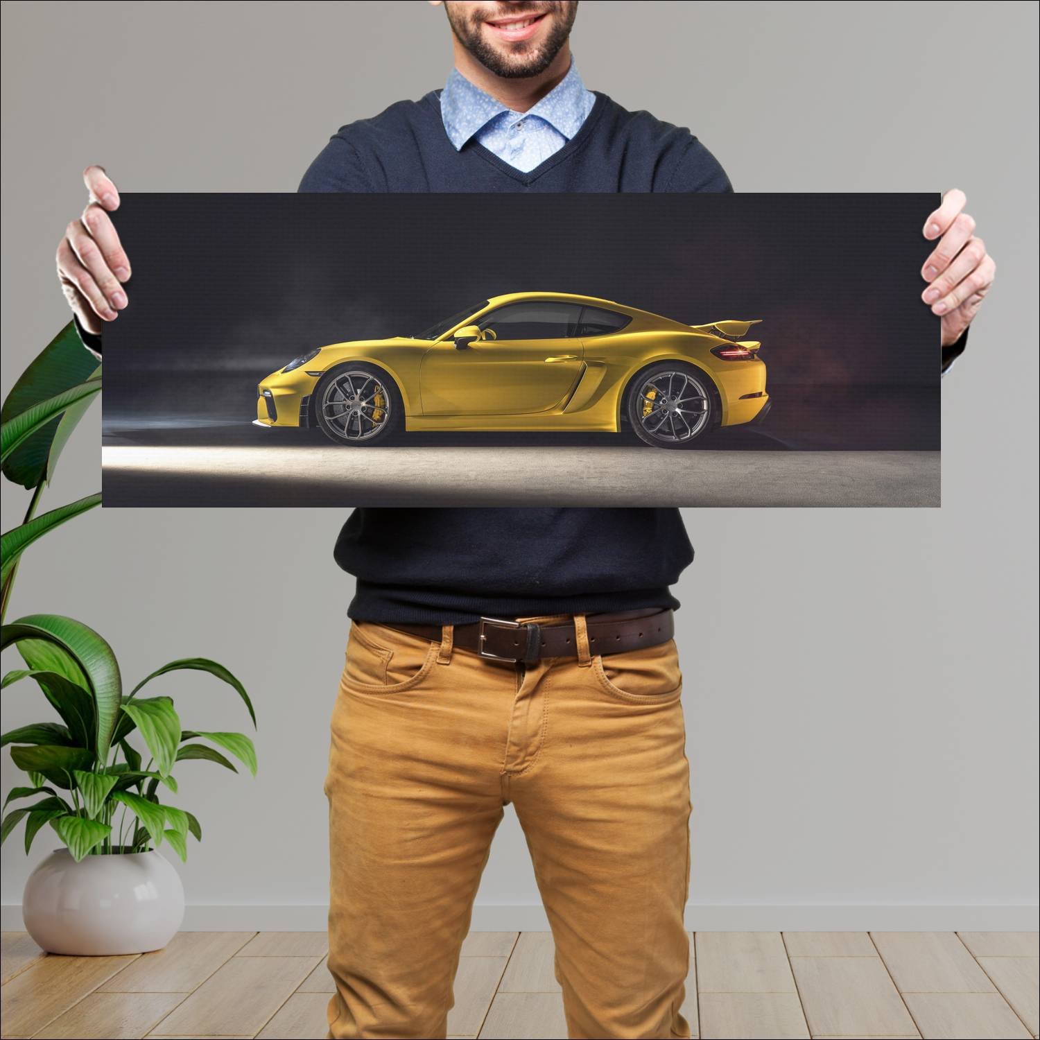 Cuadro grande 30x80cm 2020 Porsche 718 Cayman GT4 002 Porsche