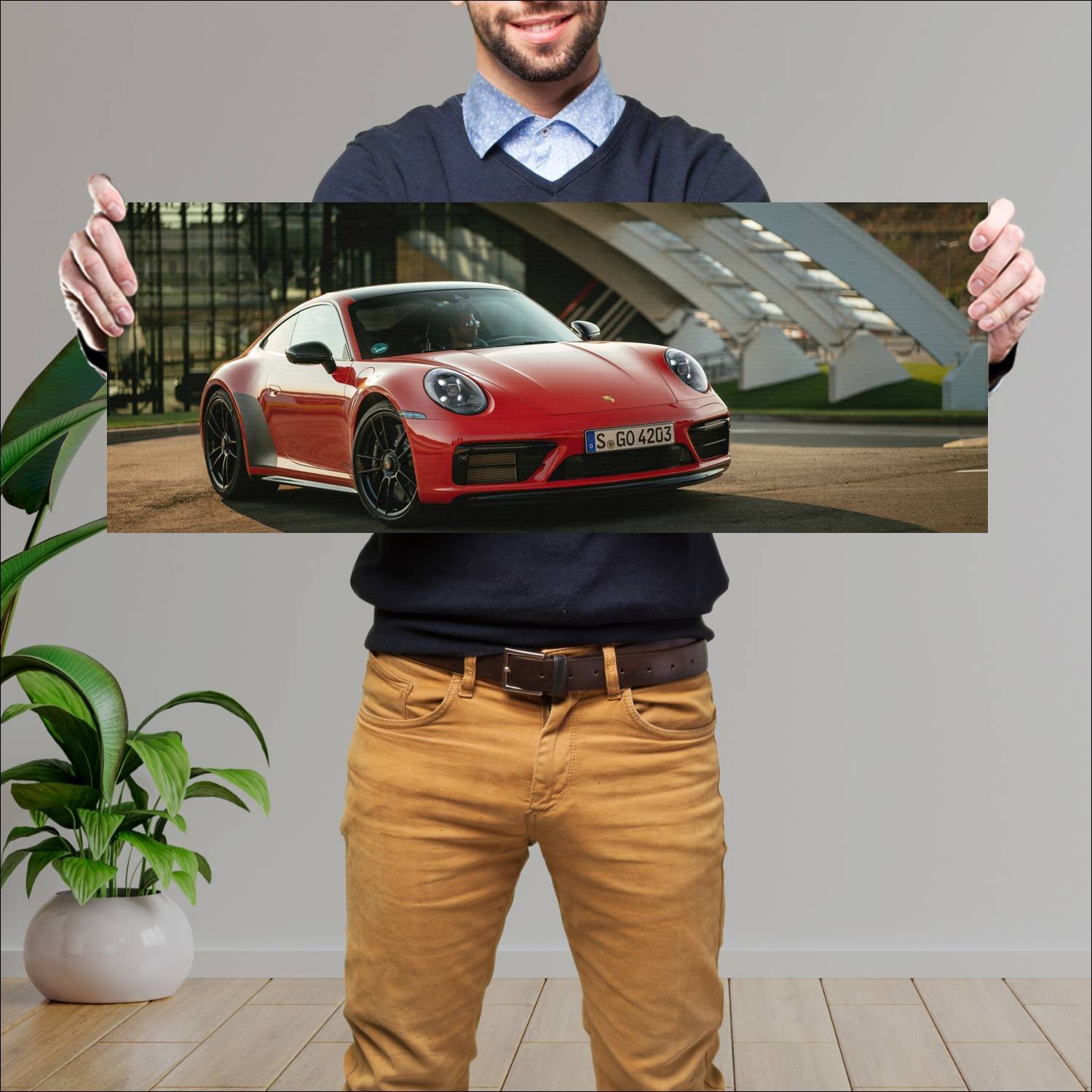 Cuadro grande 30x80cm 2022 Porsche 911 Carrera 4 GTS 001 Porsche