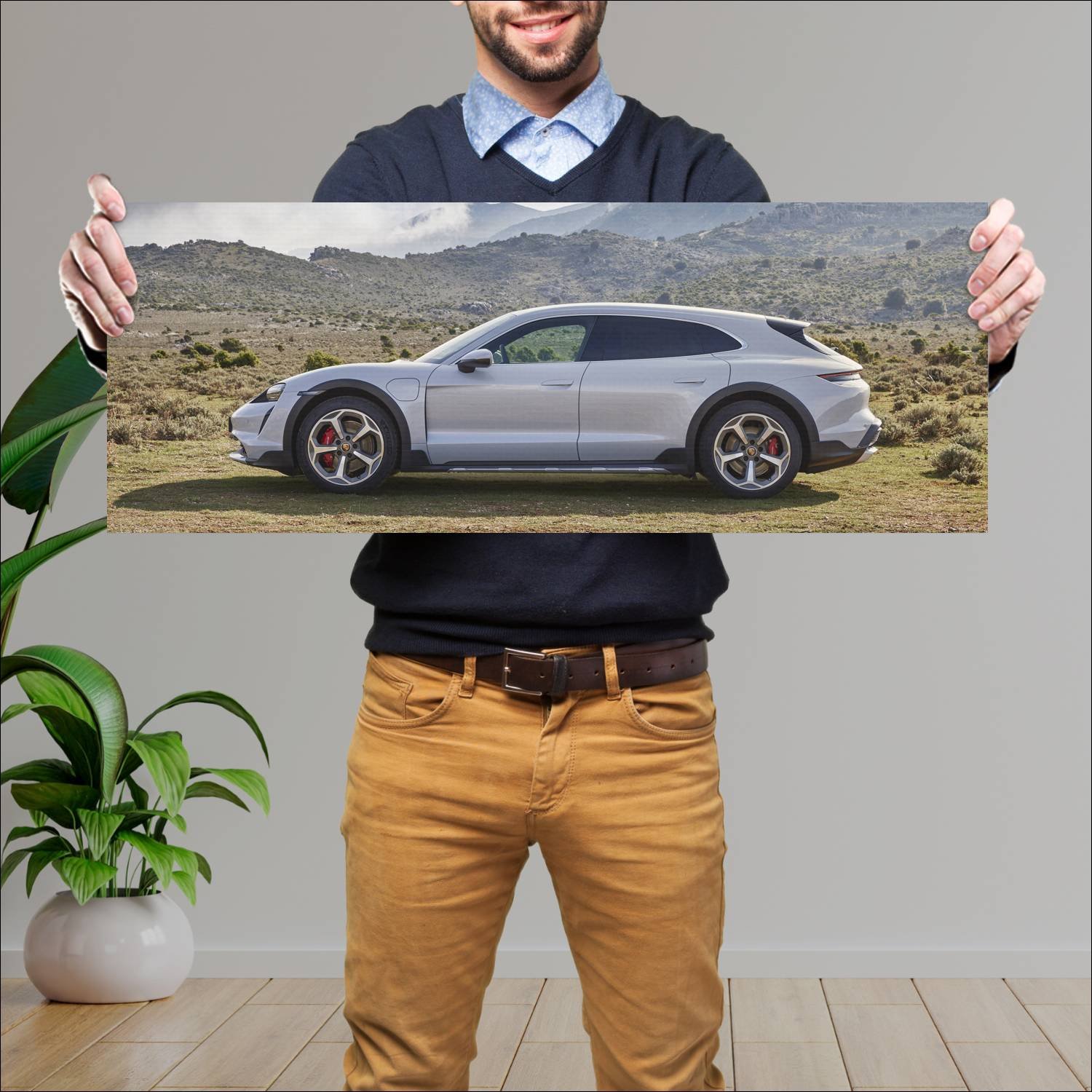Cuadro grande 30x80cm 2022 Porsche Taycan 4S Cross T 003 Porsche
