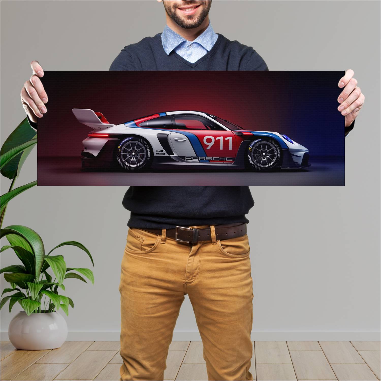 Cuadro grande 30x80cm 2023 Porsche 911 GT3 R Rennsport Porsche