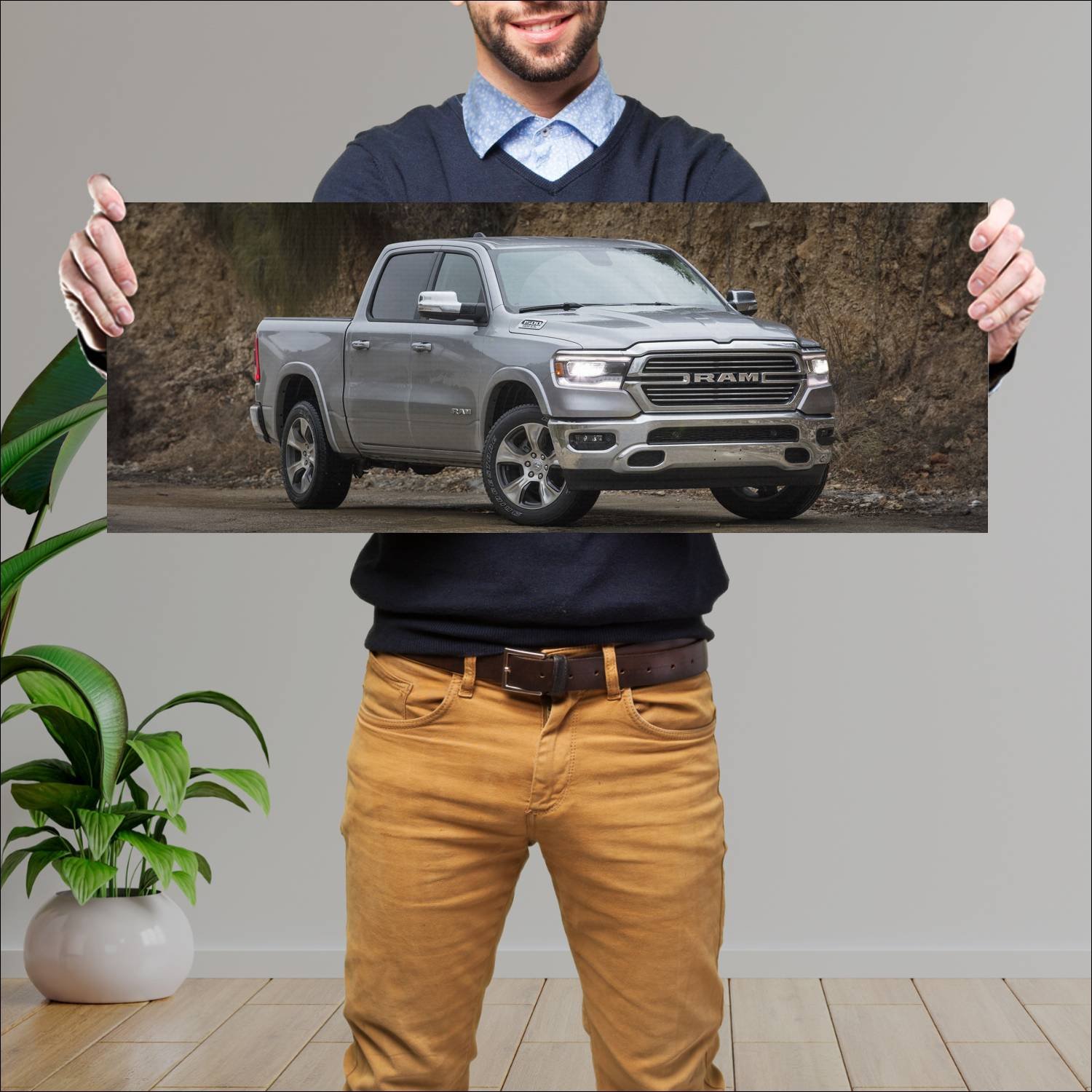 Cuadro grande 30x80cm 2019 ram 1500 laramie crew c 41 Ram
