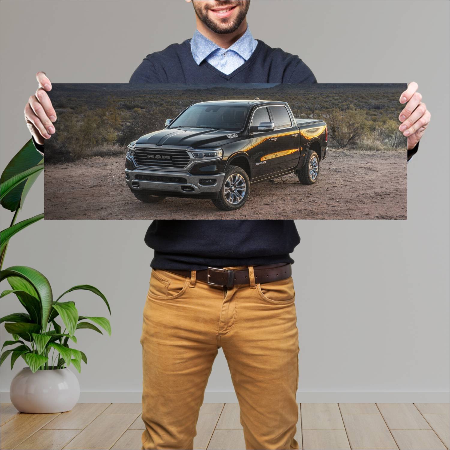 Cuadro grande 30x80cm 2019 ram 1500 laramie longho 42 Ram