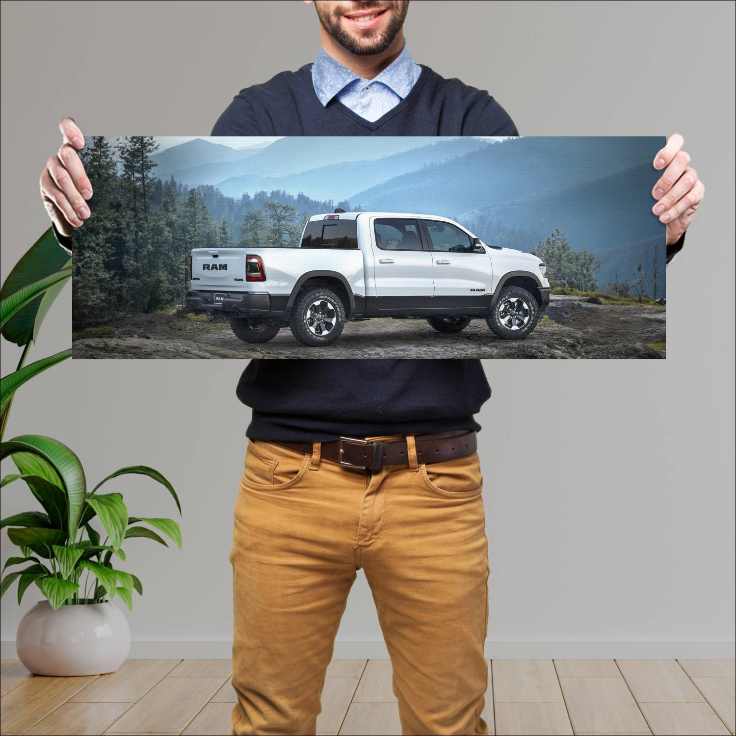 Cuadro grande 30x80cm 2019 ram 1500 rebel 12 crew 44 Ram