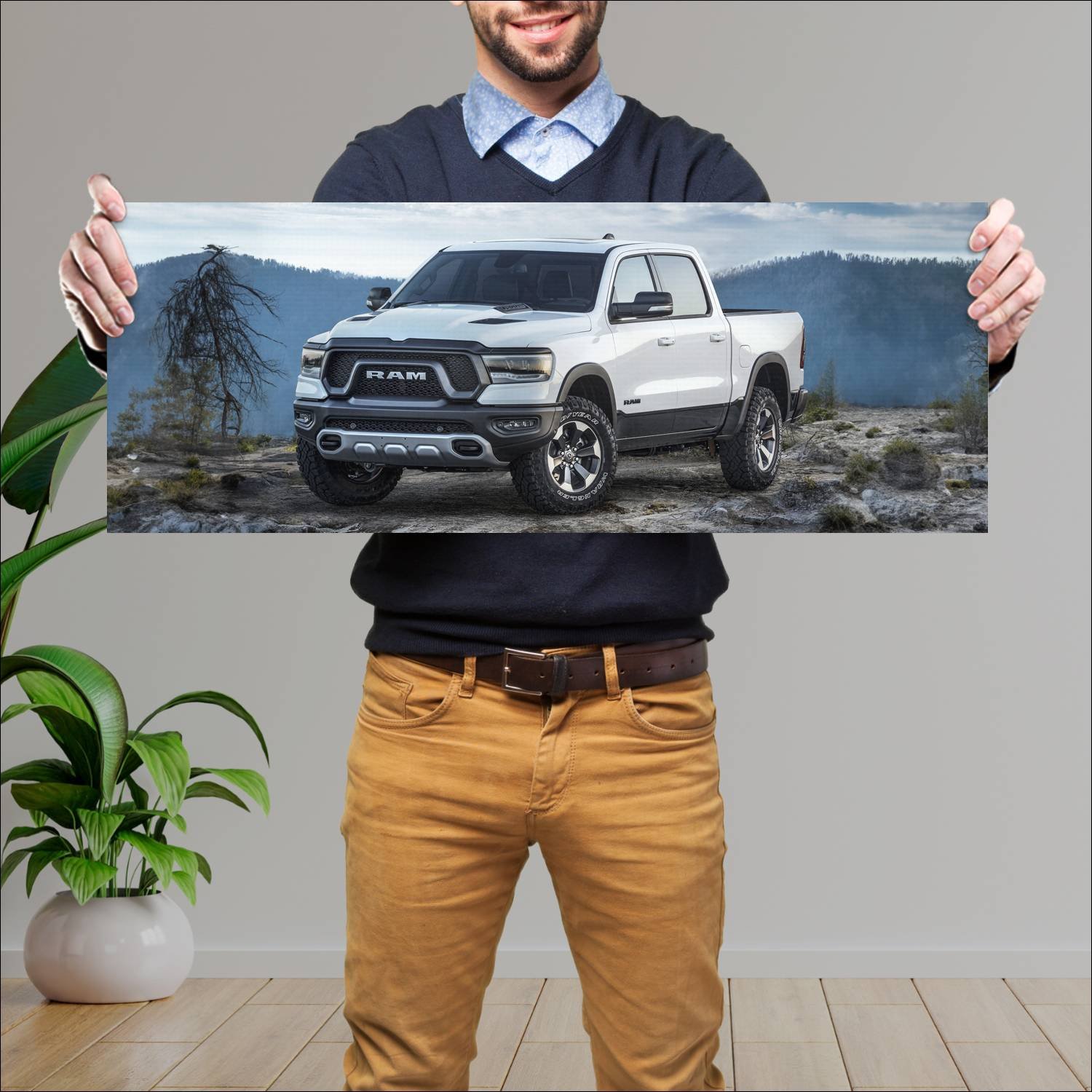 Cuadro grande 30x80cm 2019 ram 1500 rebel 12 crew 45 Ram