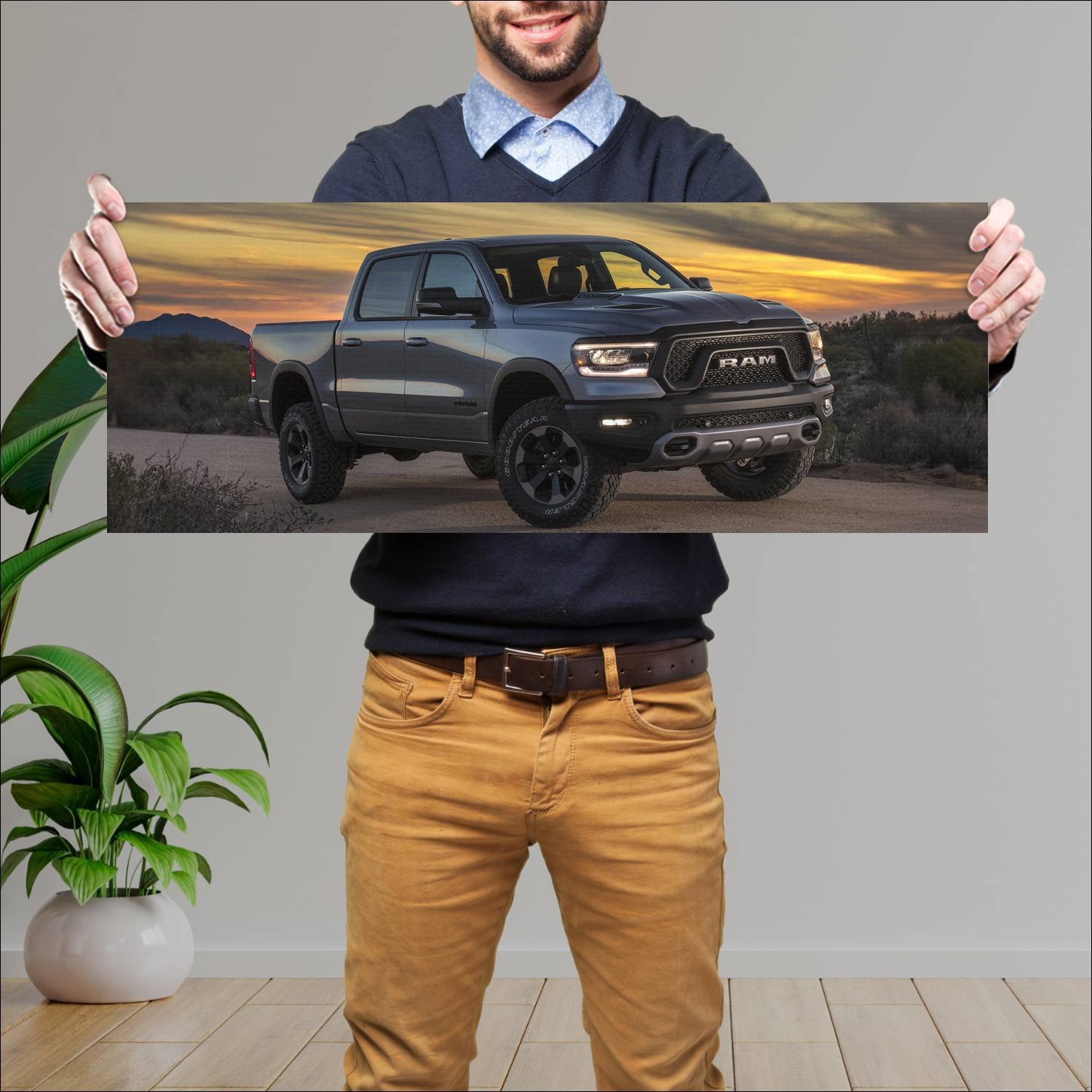 Cuadro grande 30x80cm 2019 ram 1500 rebel crew cab 46 Ram