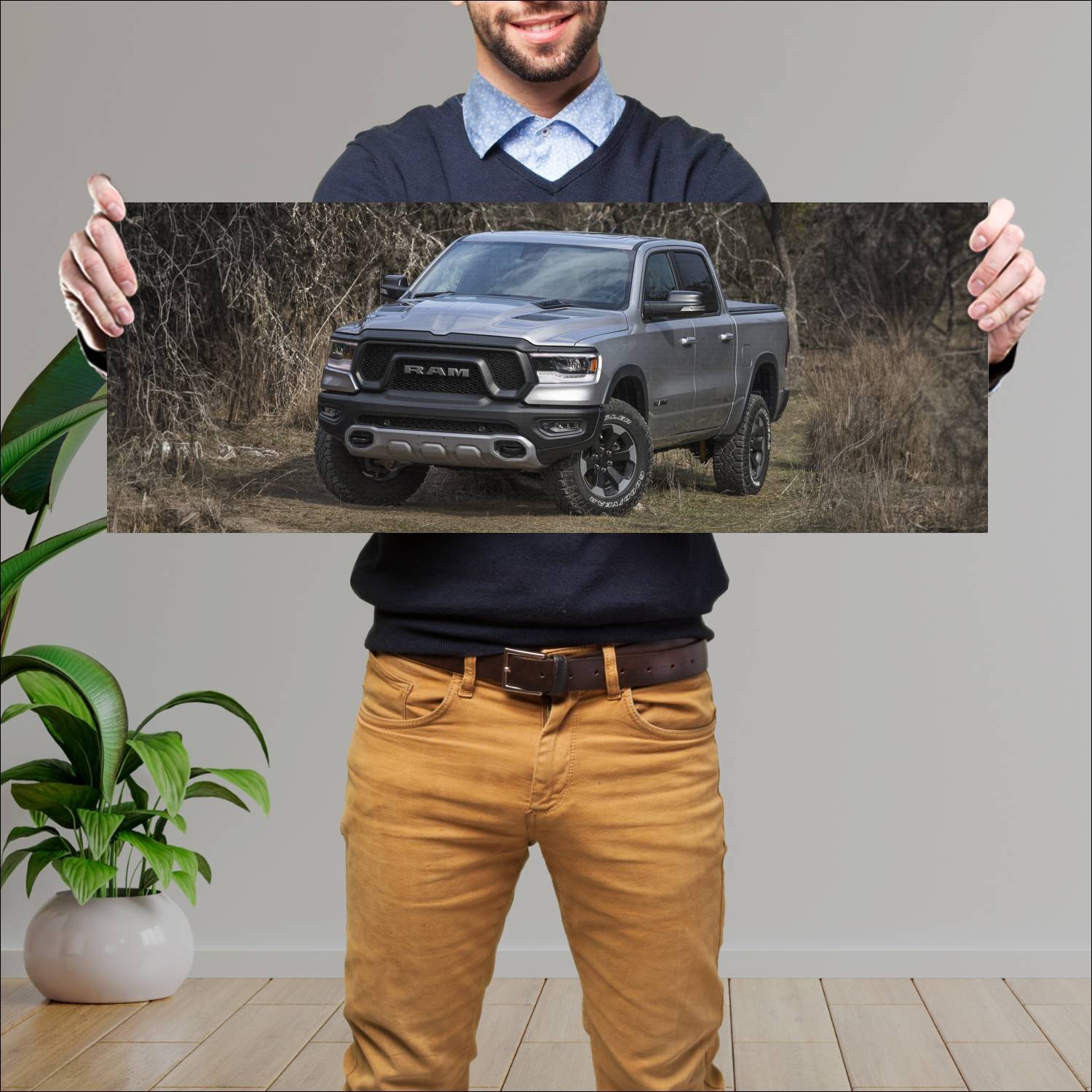 Cuadro grande 30x80cm 2019 ram 1500 rebel crew cab 47 Ram