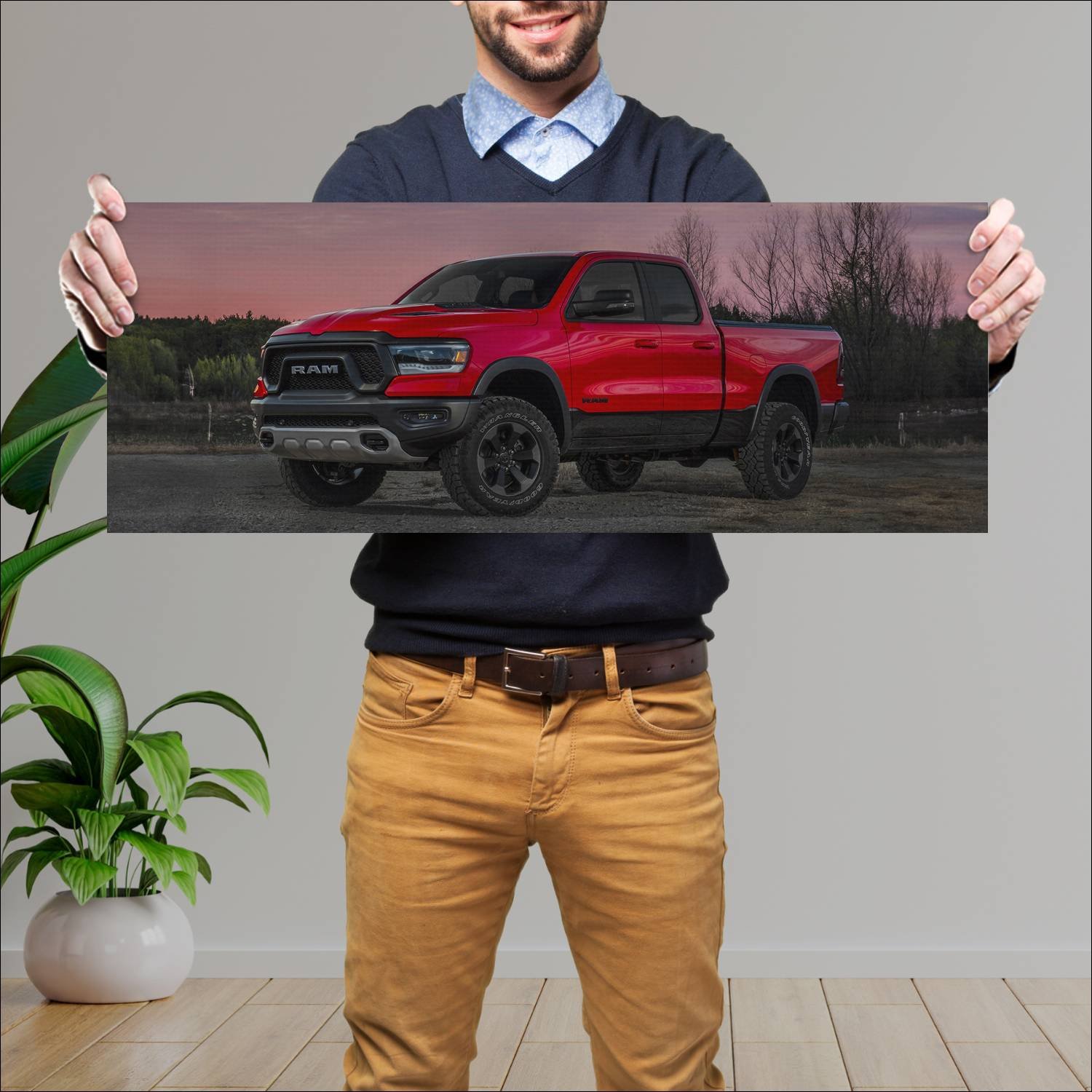 Cuadro grande 30x80cm 2019 ram 1500 rebel quad cab 51 Ram