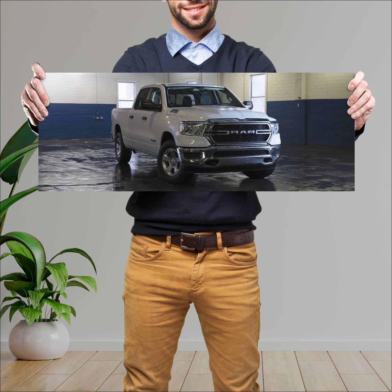 Cuadro grande 30x80cm 2019 ram 1500 tradesman crew 53 Ram