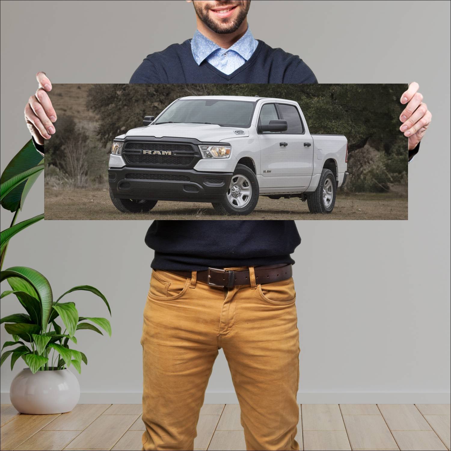 Cuadro grande 30x80cm 2019 ram 1500 tradesman crew 54 Ram