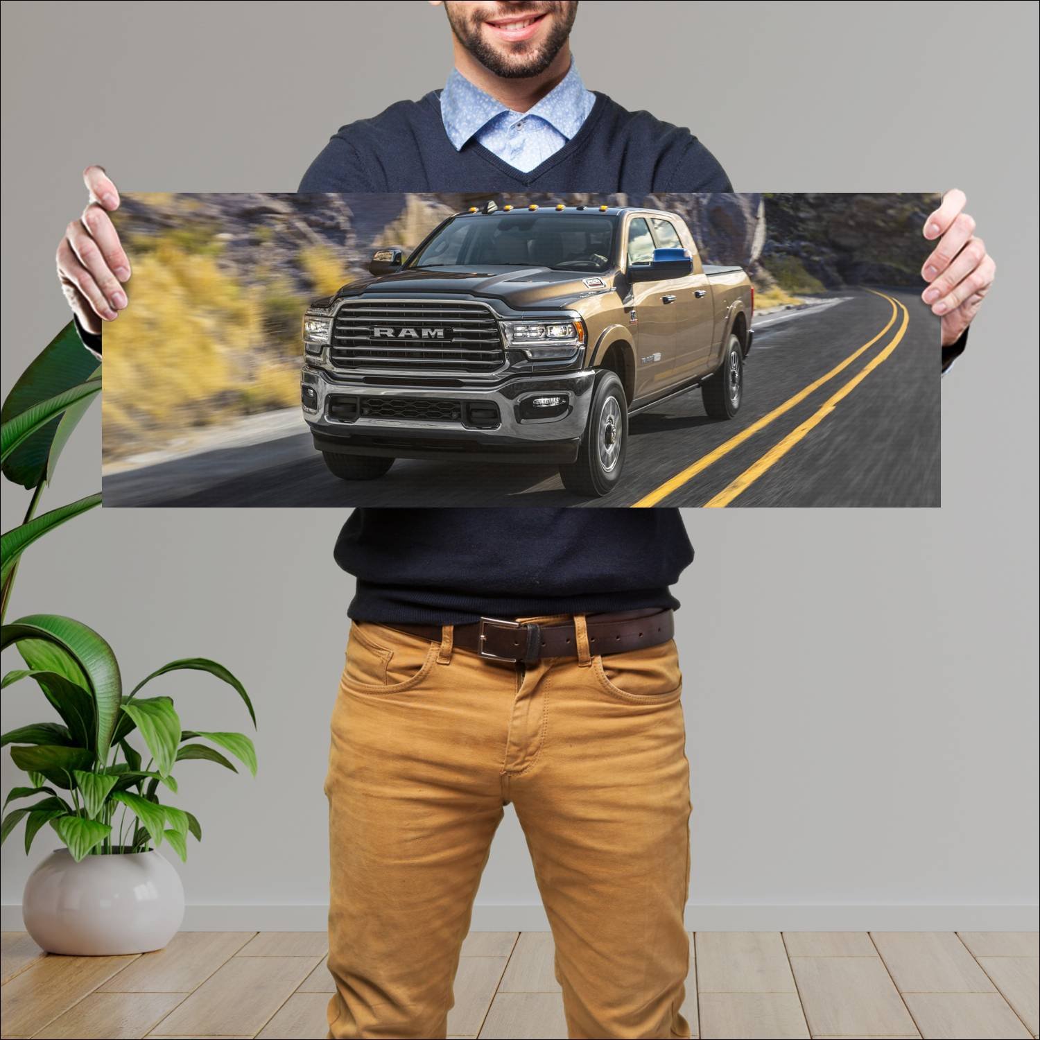 Cuadro grande 30x80cm 2019 ram 2500 longhorn mega 58 Ram