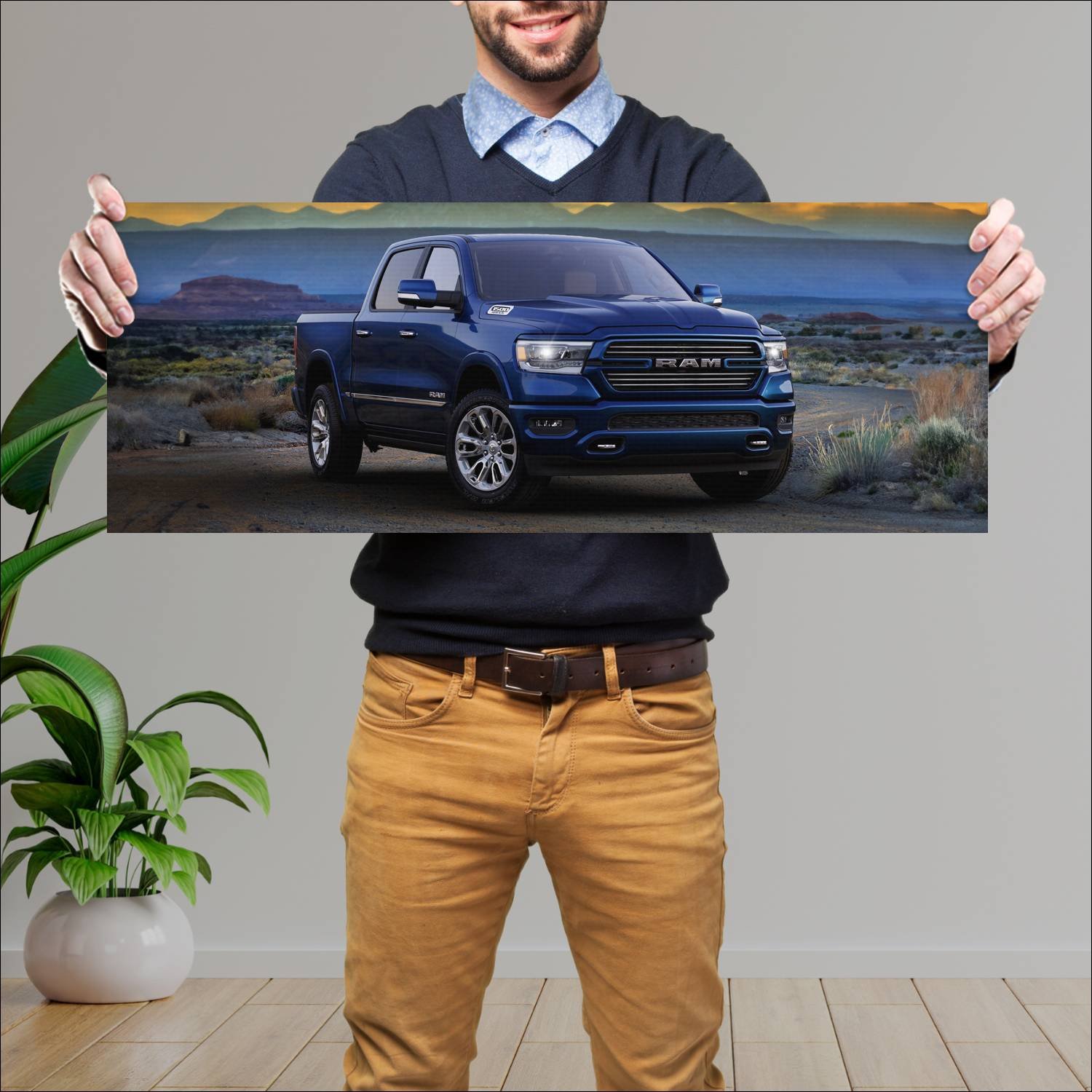 Cuadro grande 30x80cm 2020 ram 1500 laramie crew c 64 Ram