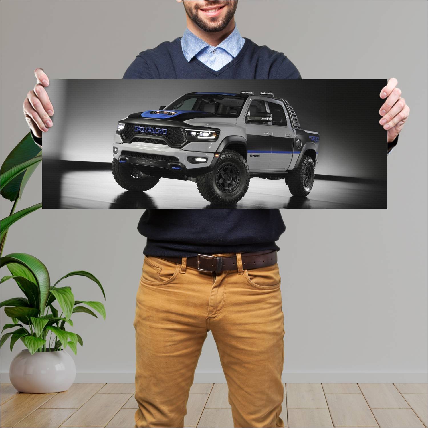 Cuadro grande 30x80cm 2021 ram 1500 rex runner con 69 Ram