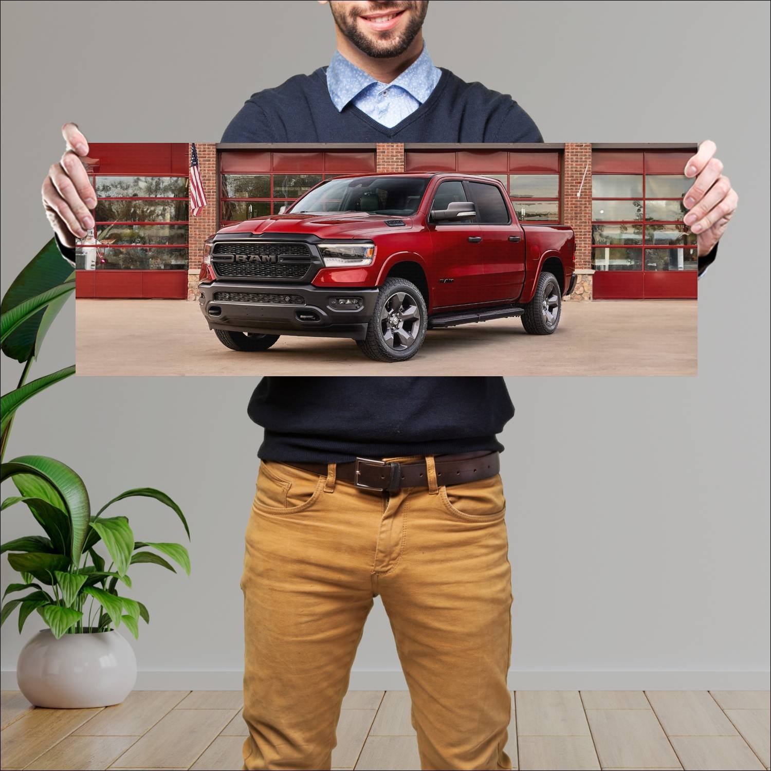 Cuadro grande 30x80cm 2022 ram 1500 big horn crew 77 Ram