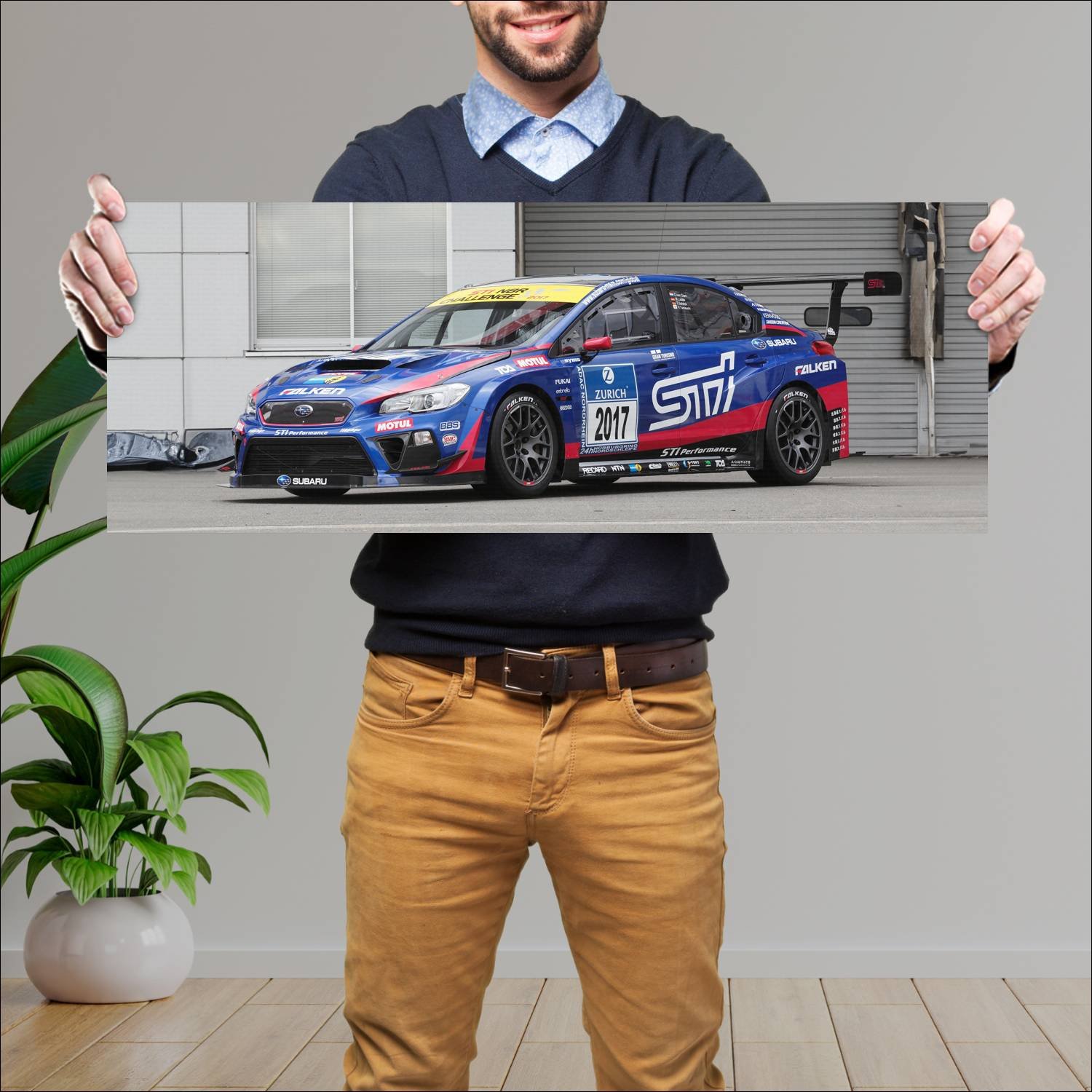 Cuadro grande 30x80cm 2017 subaru wrx sti race car 73 Subaru