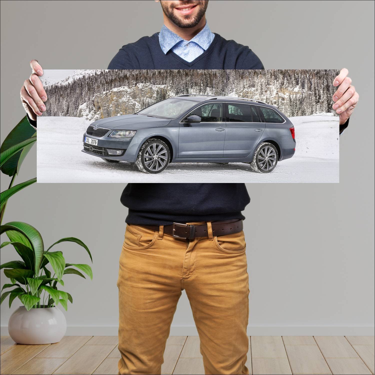 Cuadro grande 30x80cm 2014 skoda octavia combi lau 207 Skoda