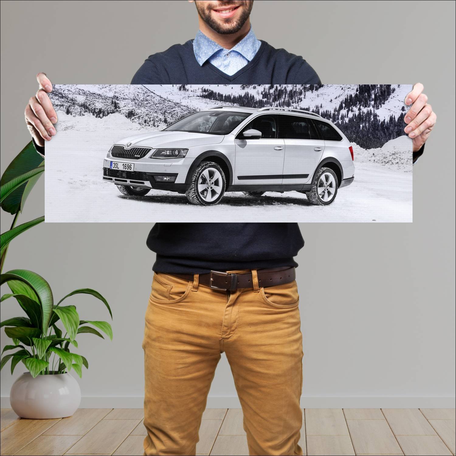 Cuadro grande 30x80cm 2014 skoda octavia scout 384 213 Skoda