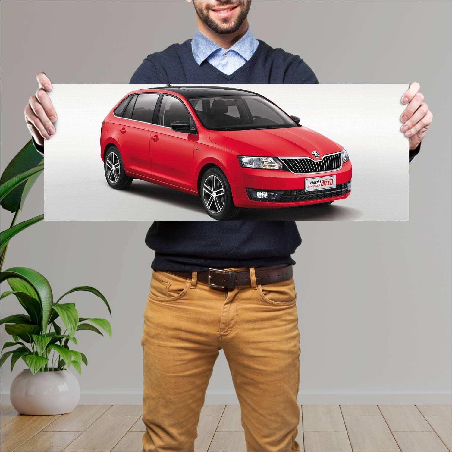 Cuadro grande 30x80cm 2014 skoda rapid spaceback c 215 Skoda