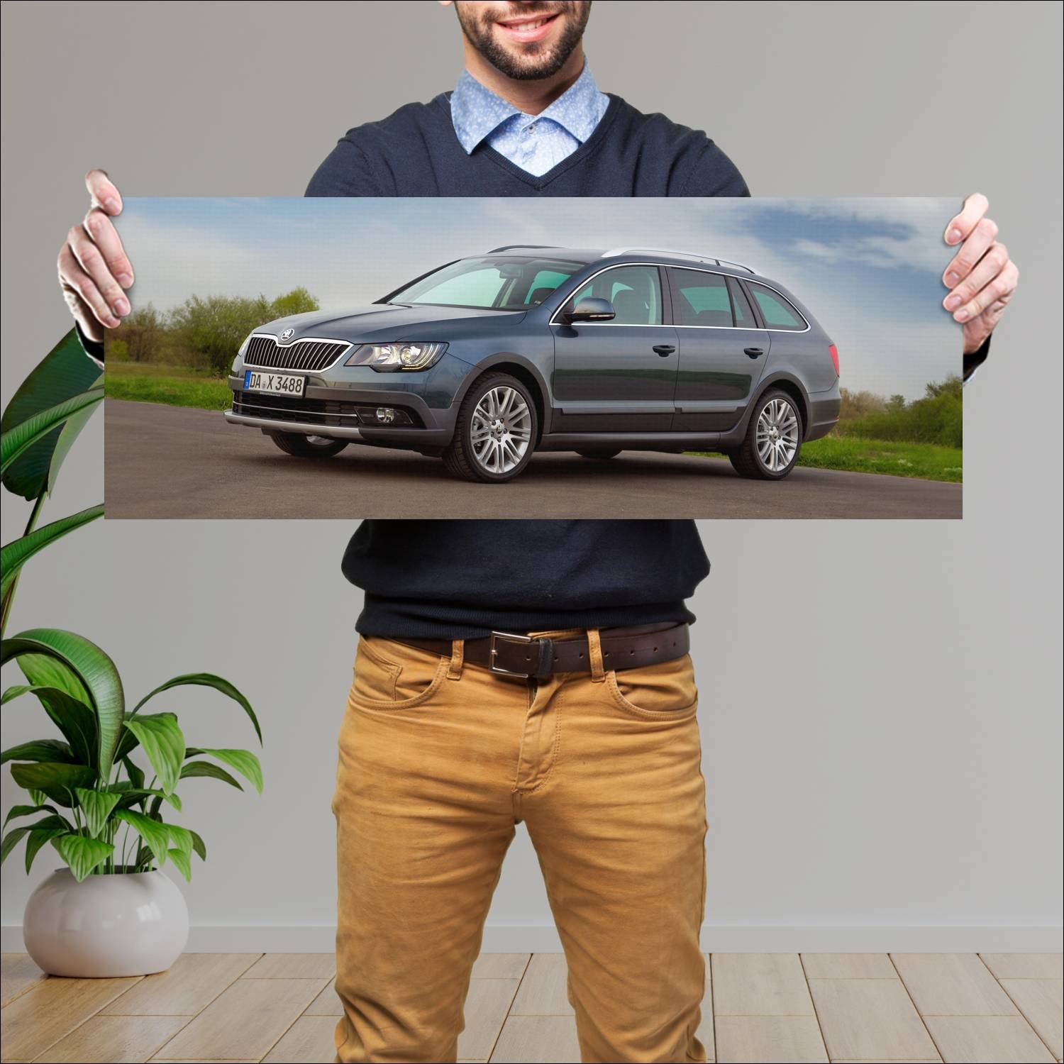Cuadro grande 30x80cm 2014 skoda superb combi outd 219 Skoda