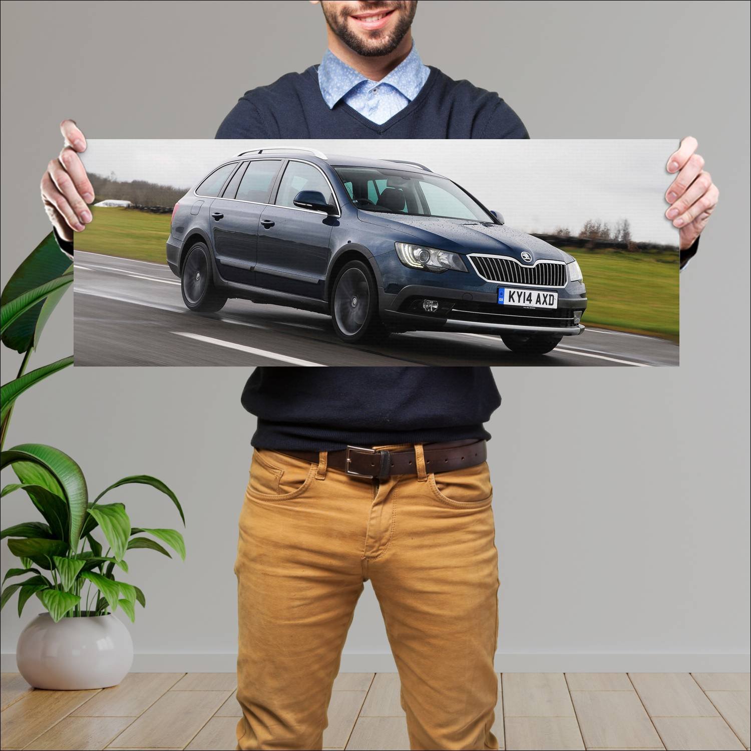 Cuadro grande 30x80cm 2014 skoda superb estate out 220 Skoda