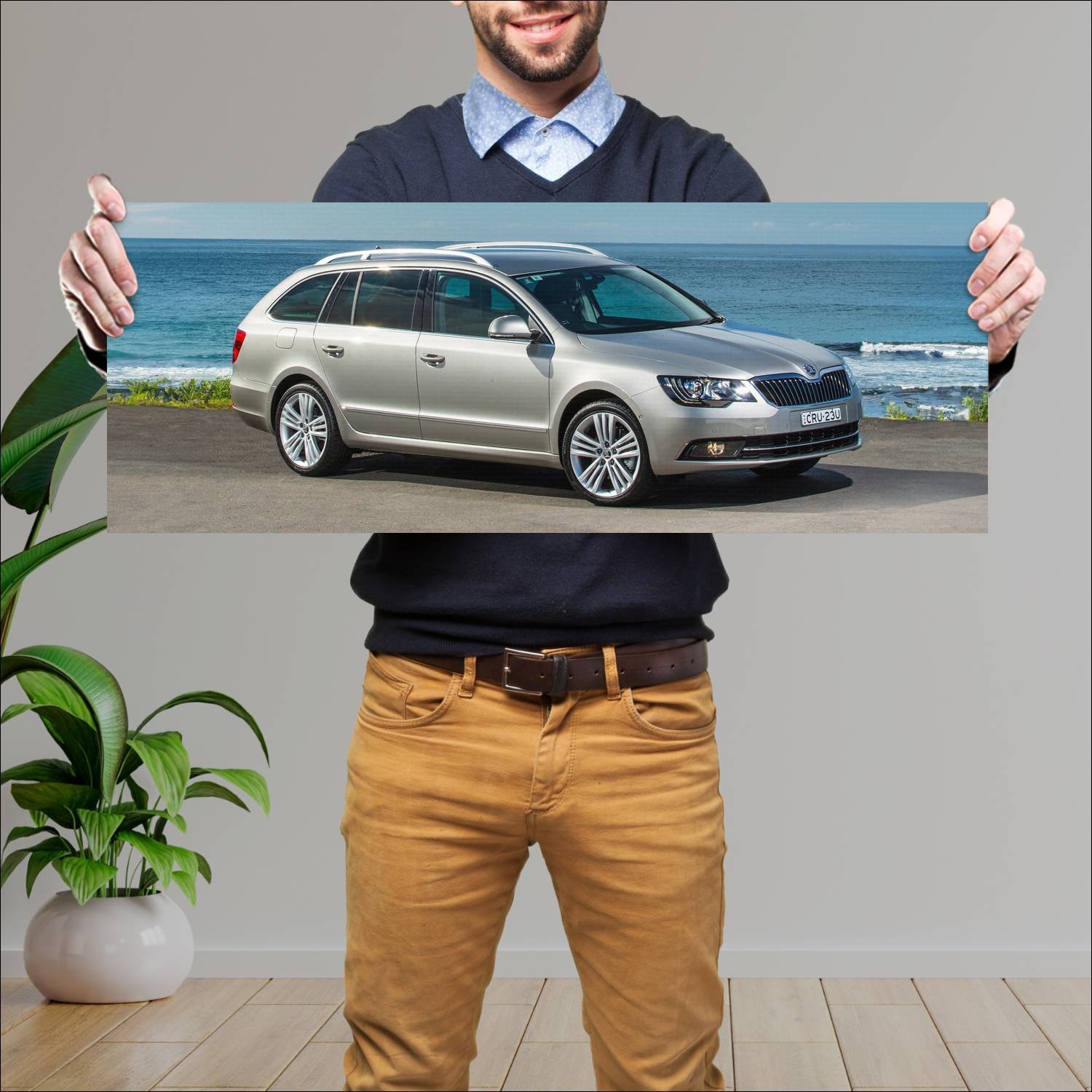 Cuadro grande 30x80cm 2014 skoda superb wagon au 3 221 Skoda