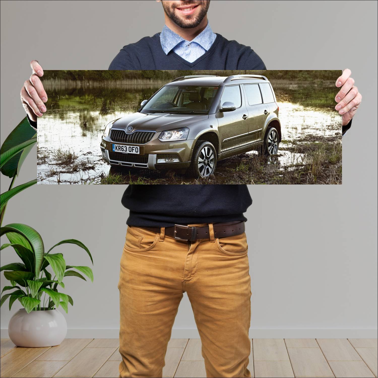 Cuadro grande 30x80cm 2014 skoda yeti outdoor laur 226 Skoda