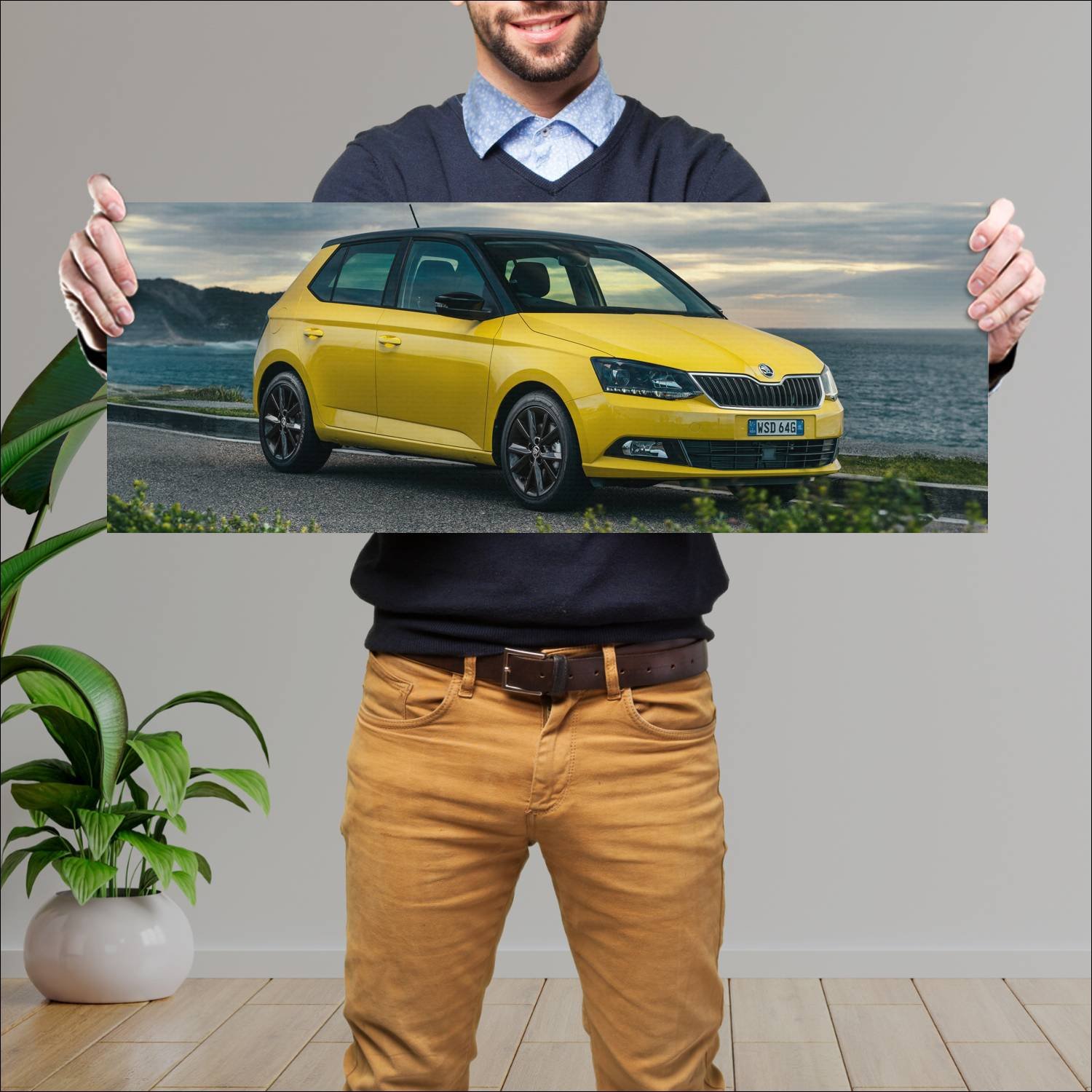 Cuadro grande 30x80cm 2015 skoda fabia au auto 230 Skoda
