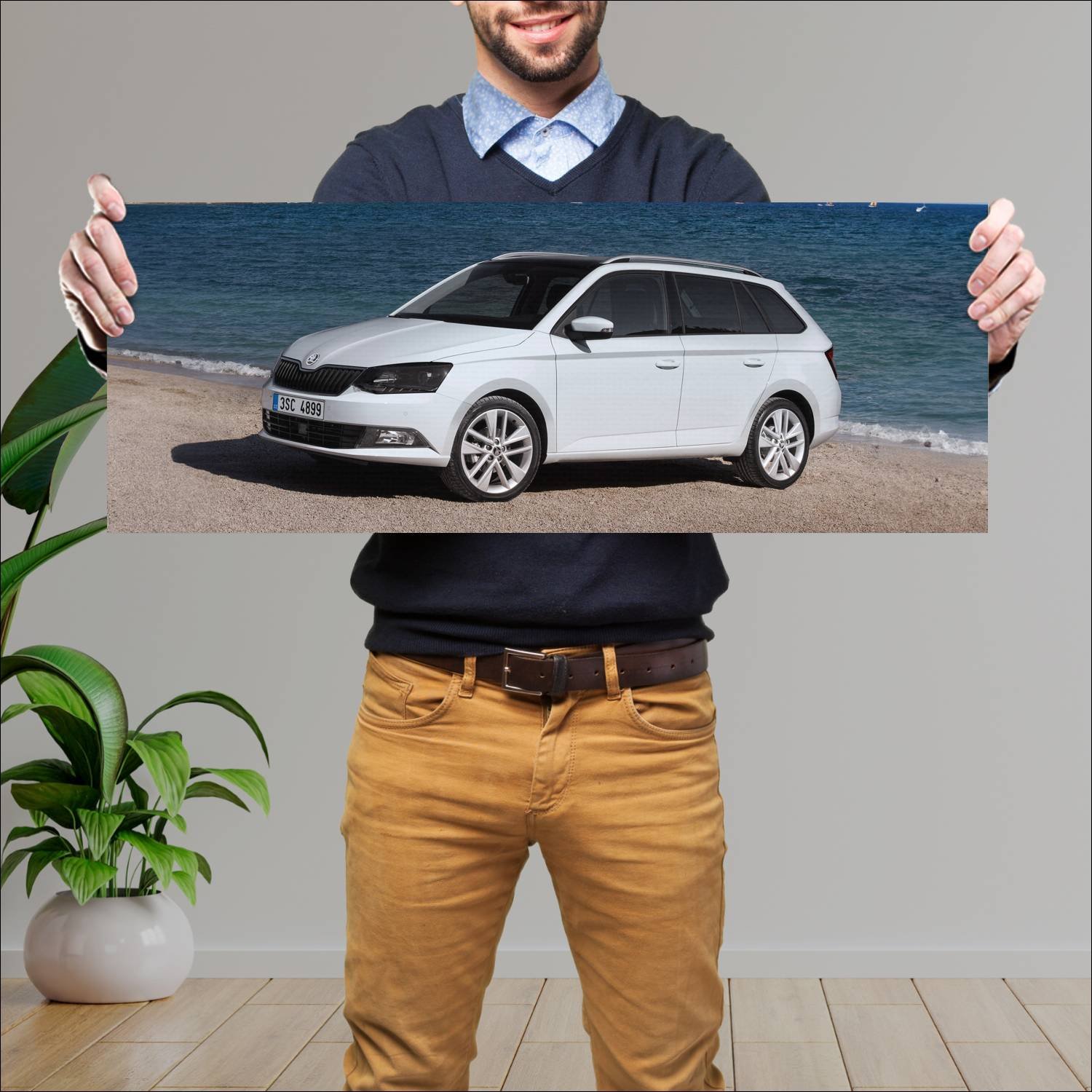 Cuadro grande 30x80cm 2015 skoda fabia combi auto 231 Skoda