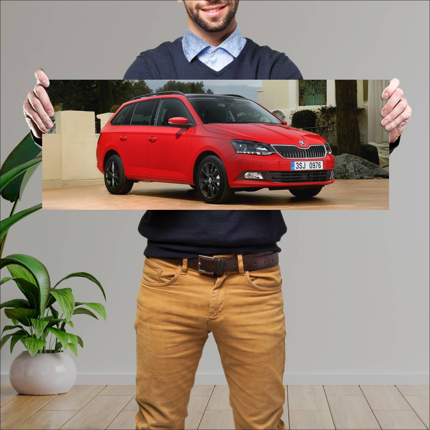Cuadro grande 30x80cm 2015 skoda fabia combi auto 232 Skoda