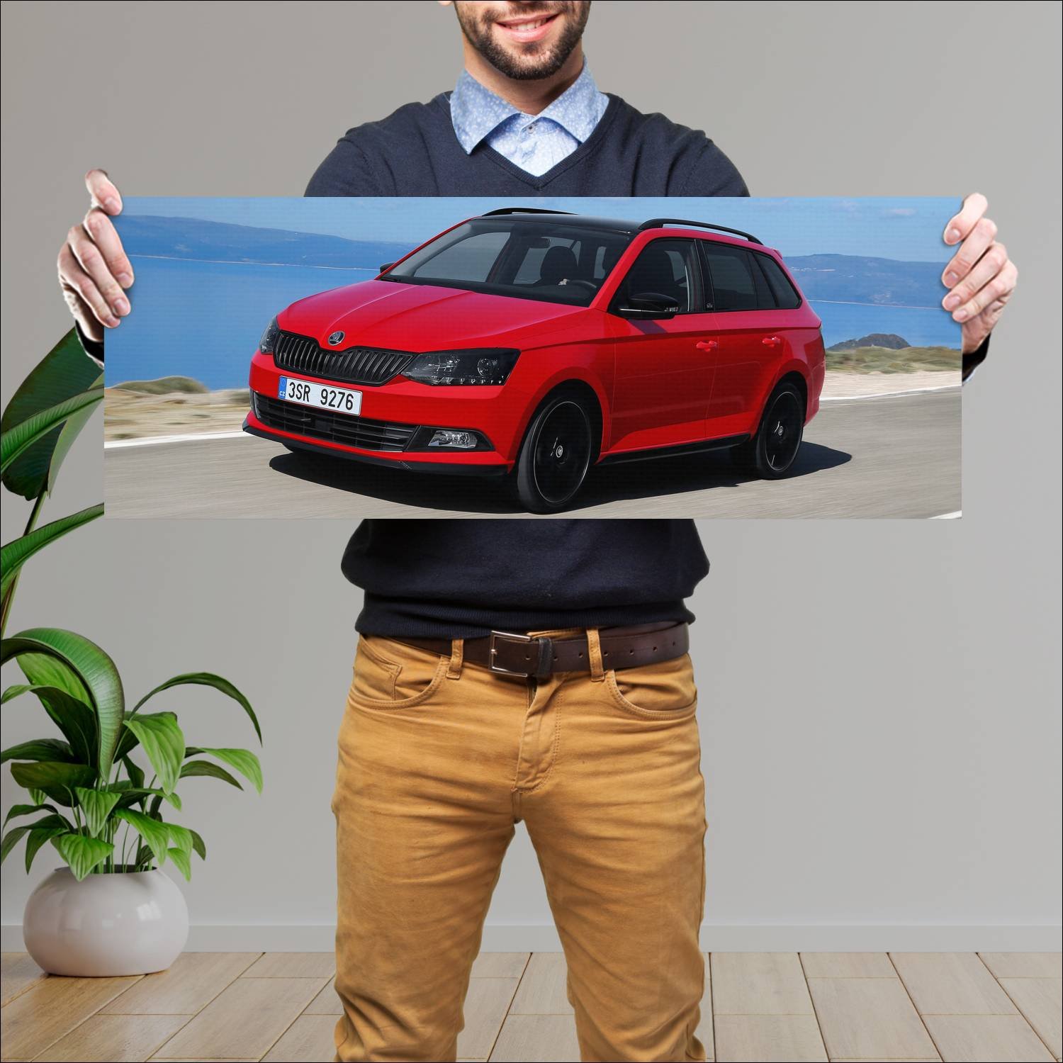 Cuadro grande 30x80cm 2015 skoda fabia combi monte 233 Skoda