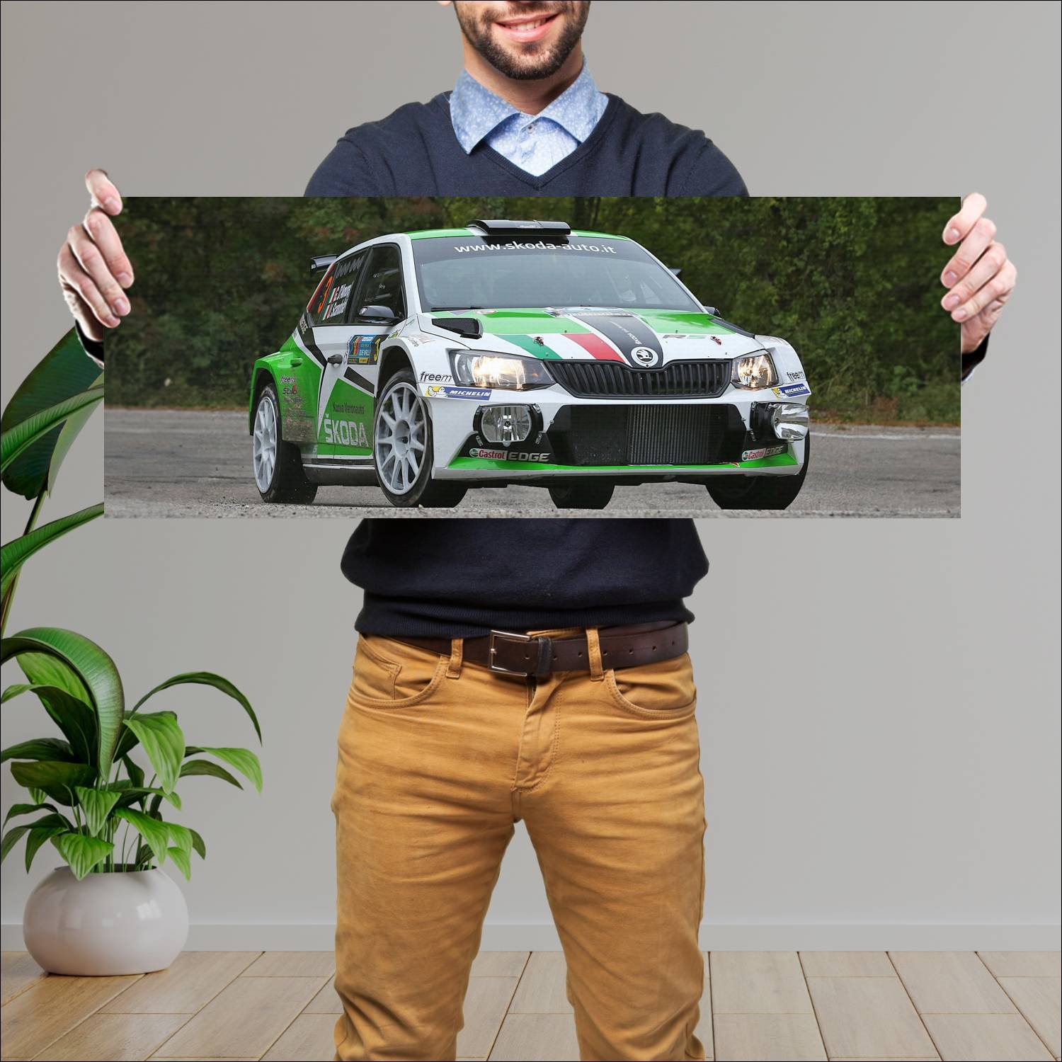 Cuadro grande 30x80cm 2015 skoda fabia r5 auto 238 Skoda