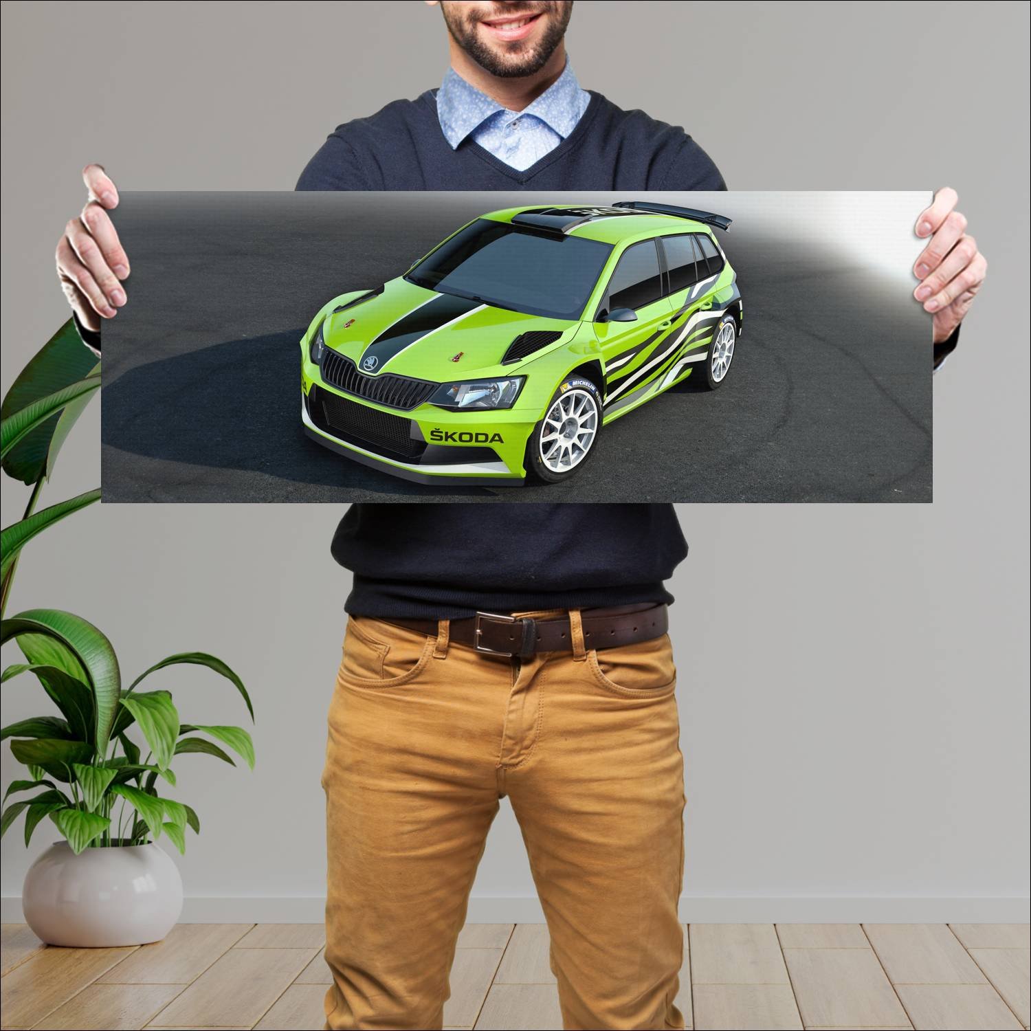 Cuadro grande 30x80cm 2015 skoda fabia r5 combi co 240 Skoda