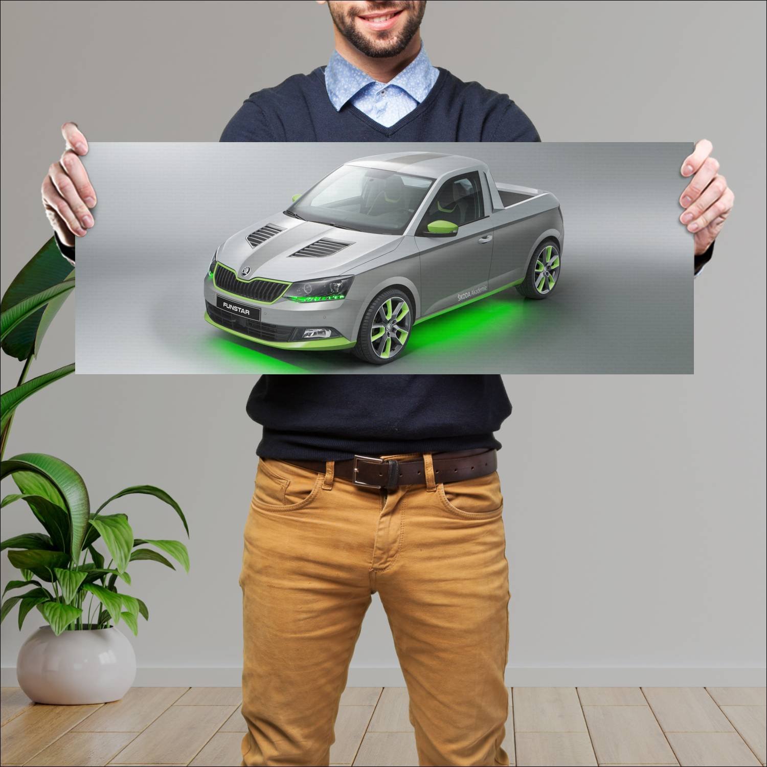 Cuadro grande 30x80cm 2015 skoda funstar auto 243 Skoda