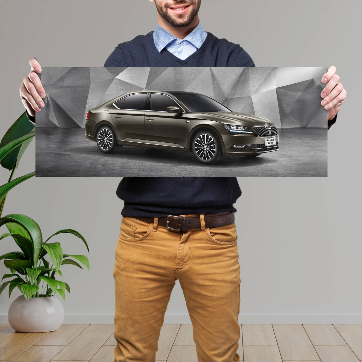 Cuadro grande 30x80cm 2015 skoda superb cn auto 252 Skoda