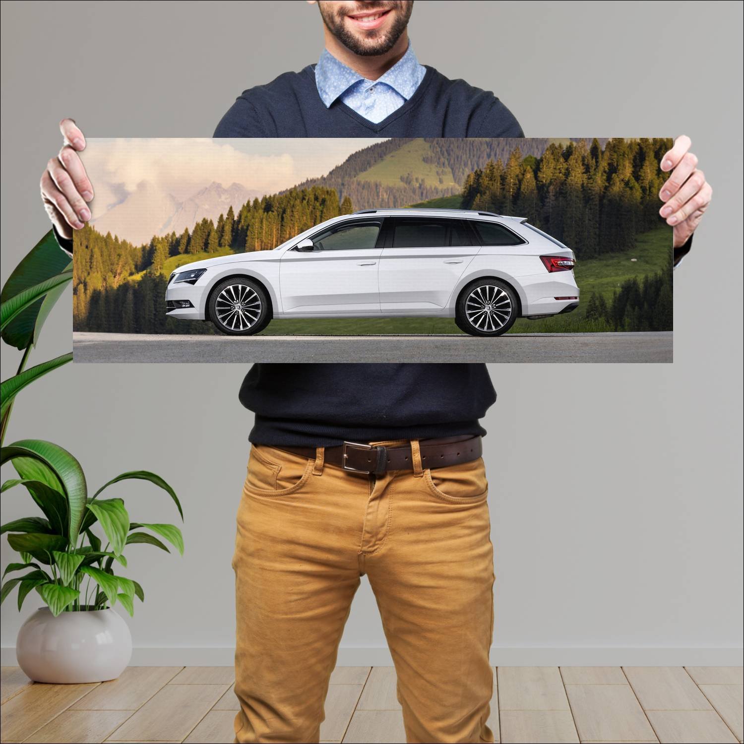 Cuadro grande 30x80cm 2015 skoda superb combi Skoda